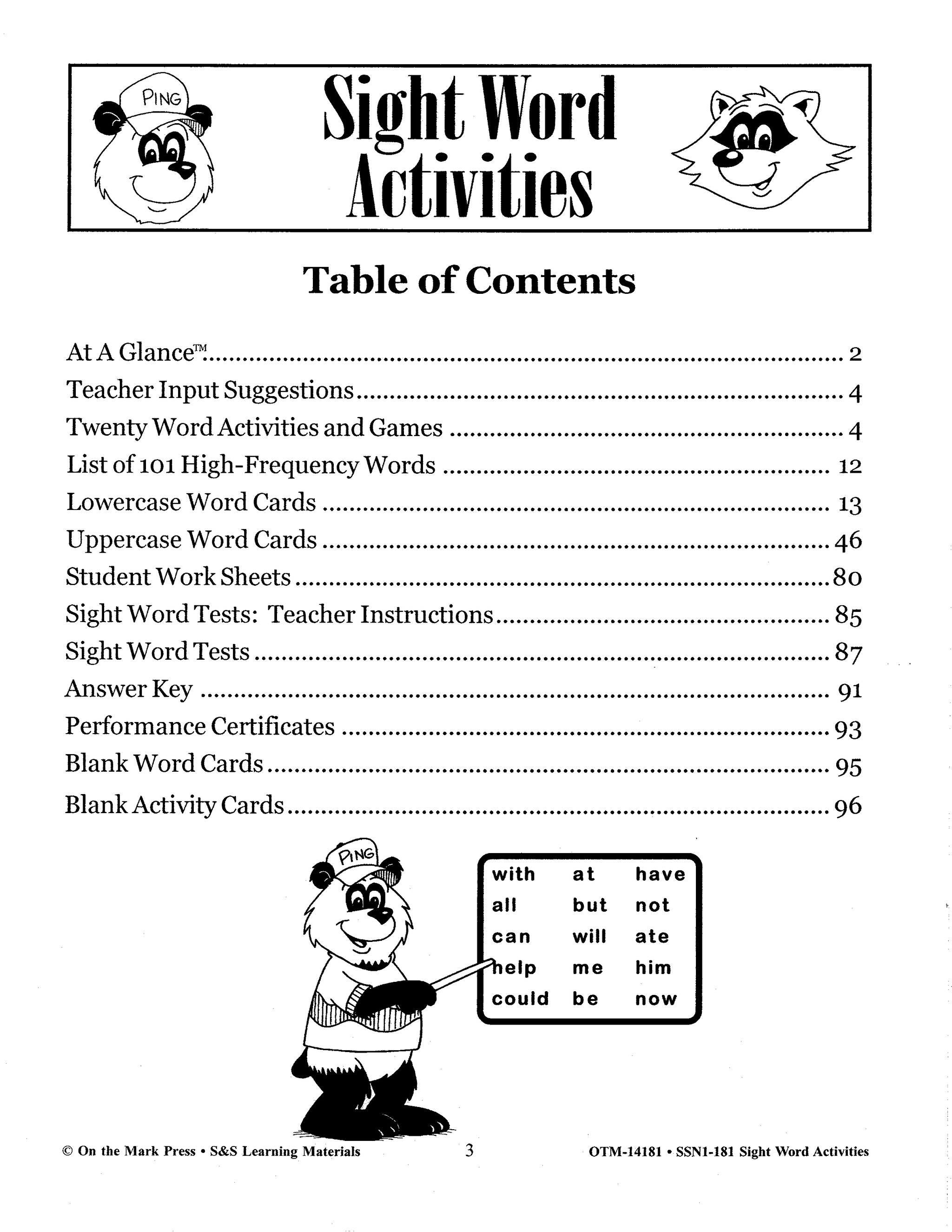 Sight Word Flash Cards & Activities Grade 1