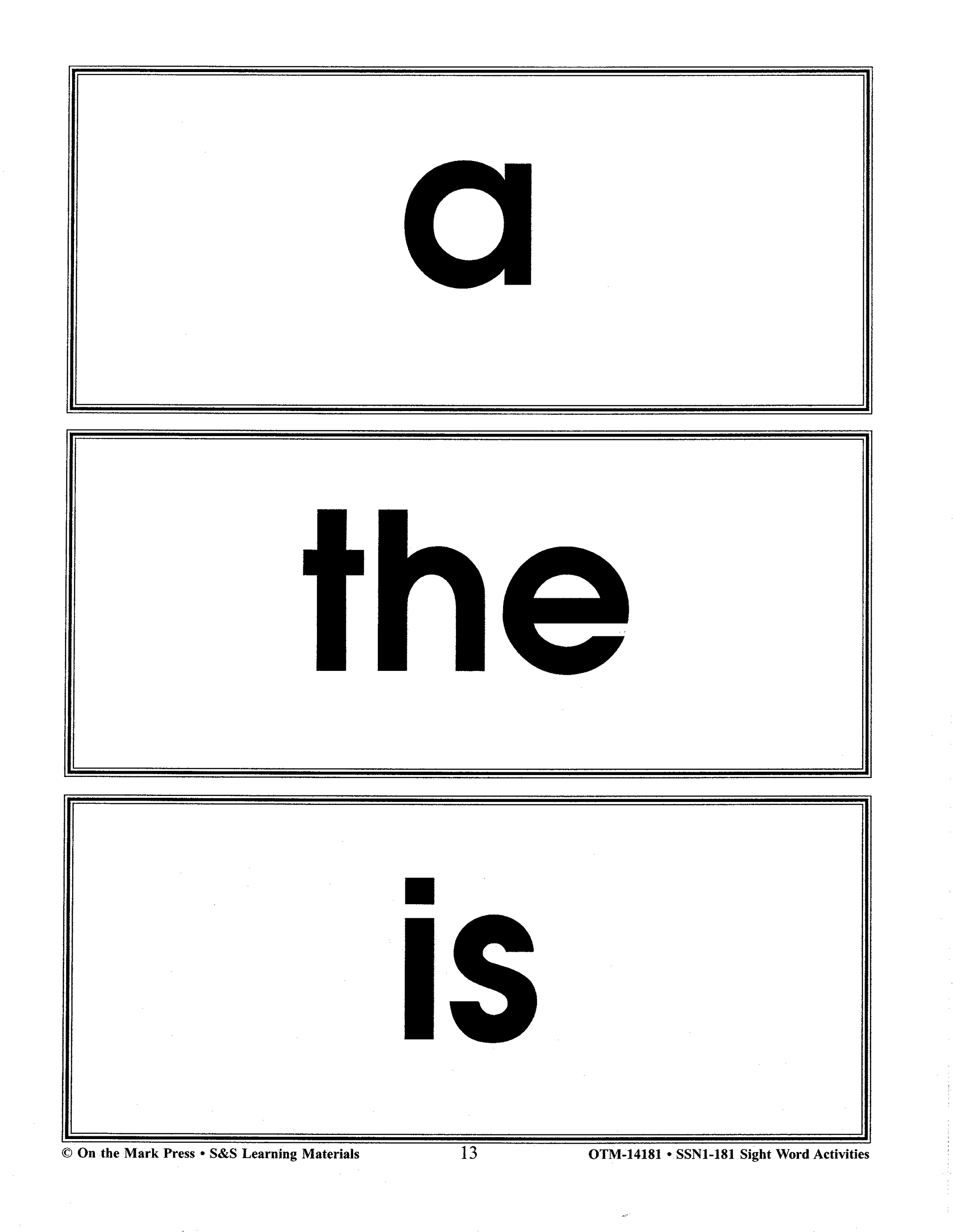 Sight Word Flash Cards & Activities Grade 1