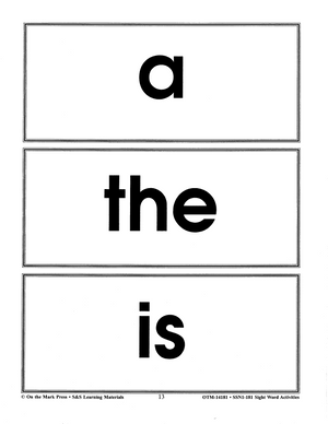 Sight Word Flash Cards & Activities Grade 1