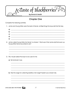 A Taste of Blackberries, by Doris Buchanan Smith Lit Link Grades 4-6