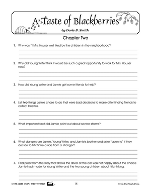 A Taste of Blackberries, by Doris Buchanan Smith Lit Link Grades 4-6