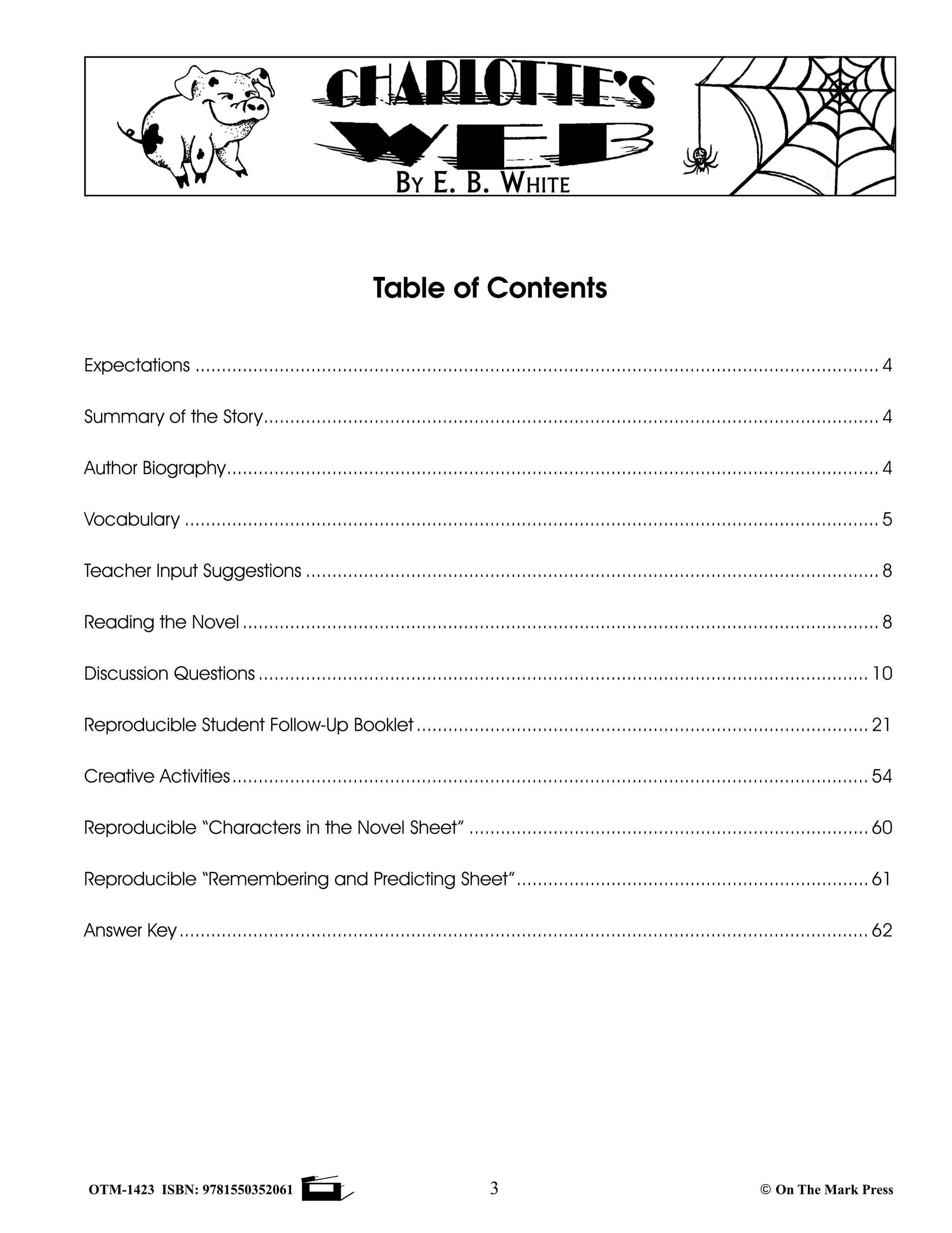 Charlotte's Web, A Novel by E.B. White Novel Study/Lit Link Grades 4-6