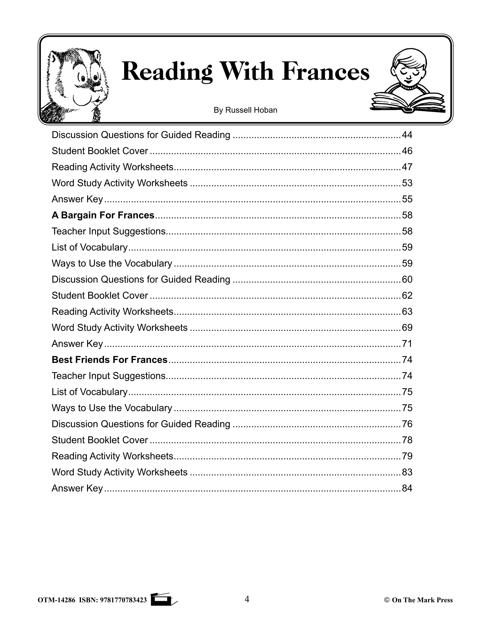Reading with Frances, Russell Hoban Author Study Grades 1-3