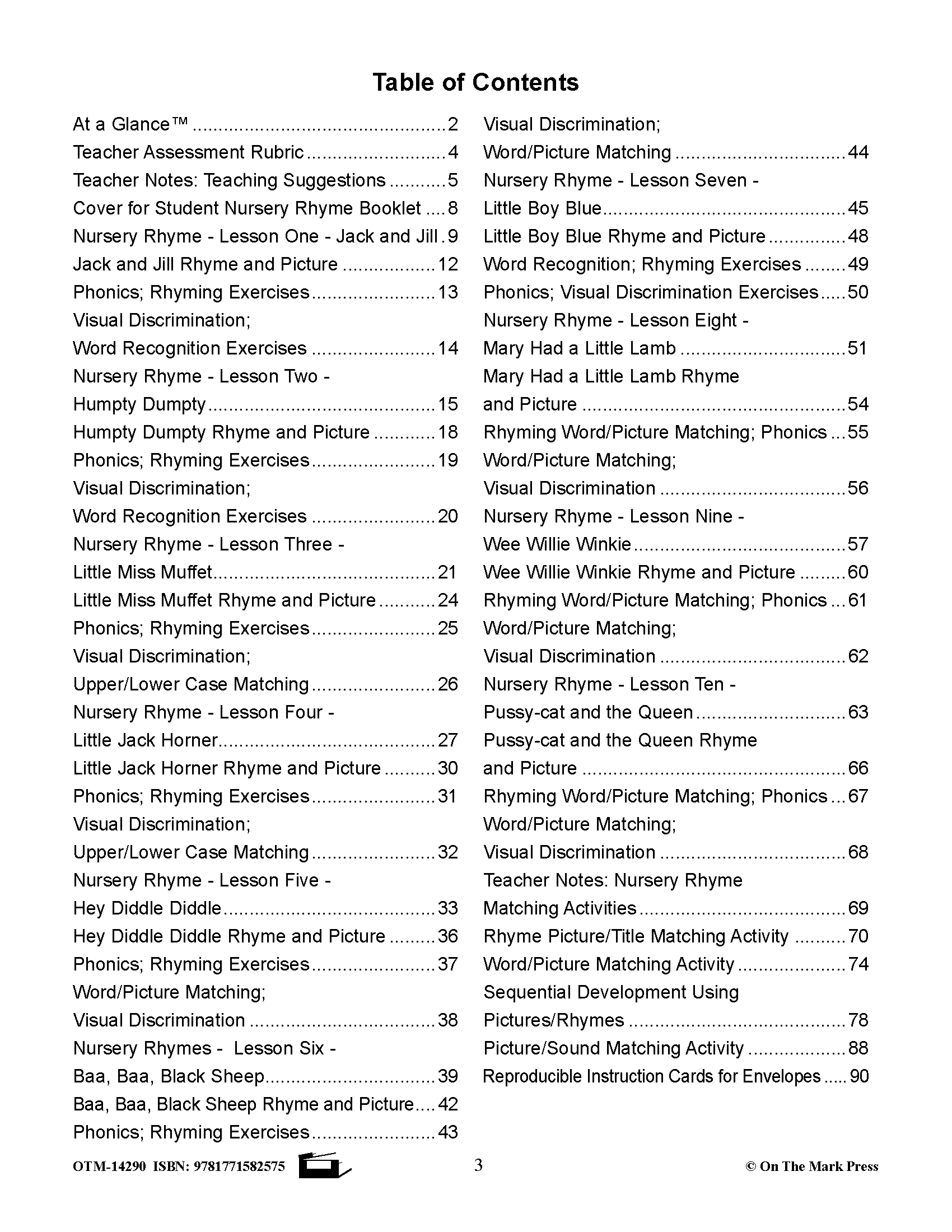 10 Literacy Building Nursery Rhymes Aligned to Common Core Gr. PK-Kindergarten