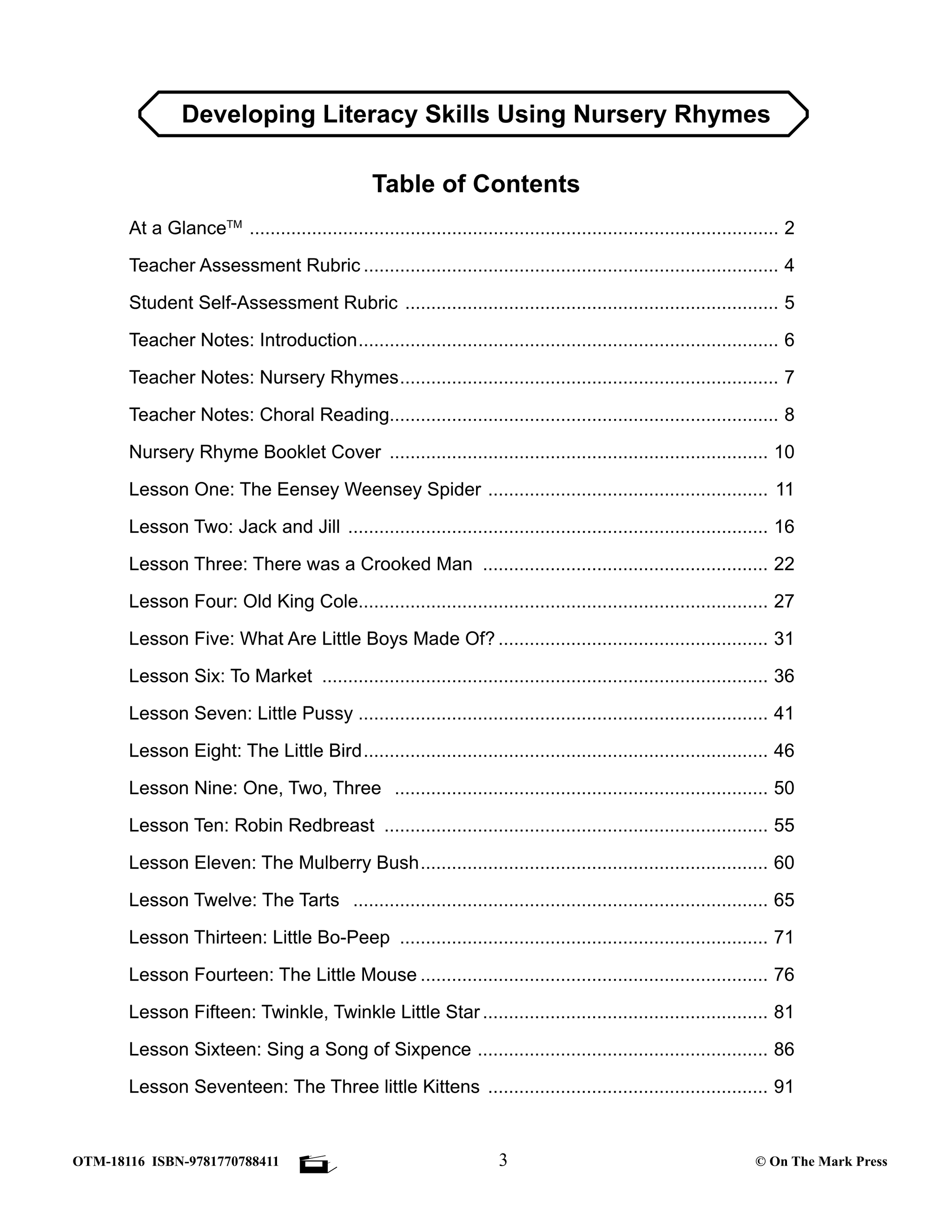 Developing Literacy Skills Using 17 Nursery Rhymes Grades 1-3 - Common Core