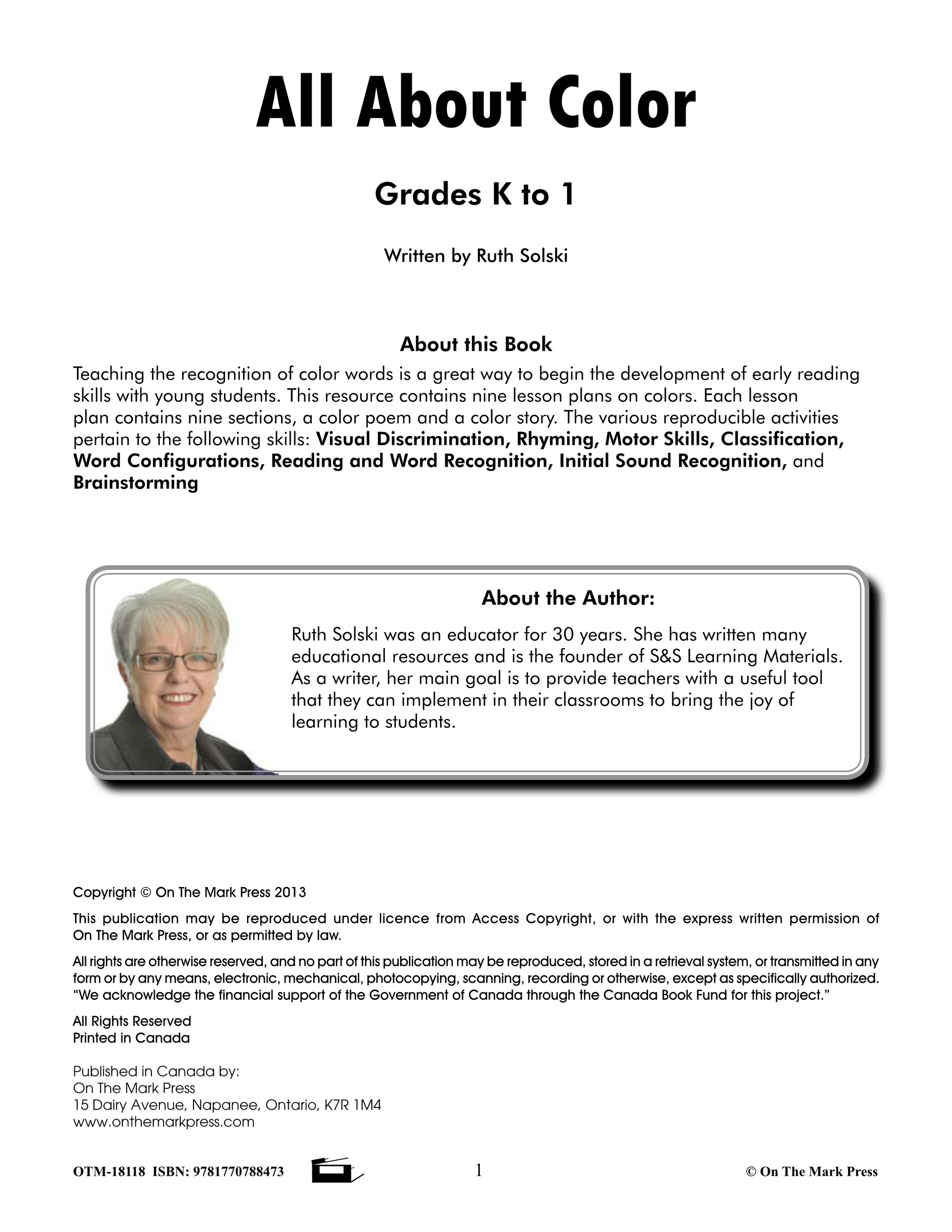 All About Color Grades Kindergarten to 1