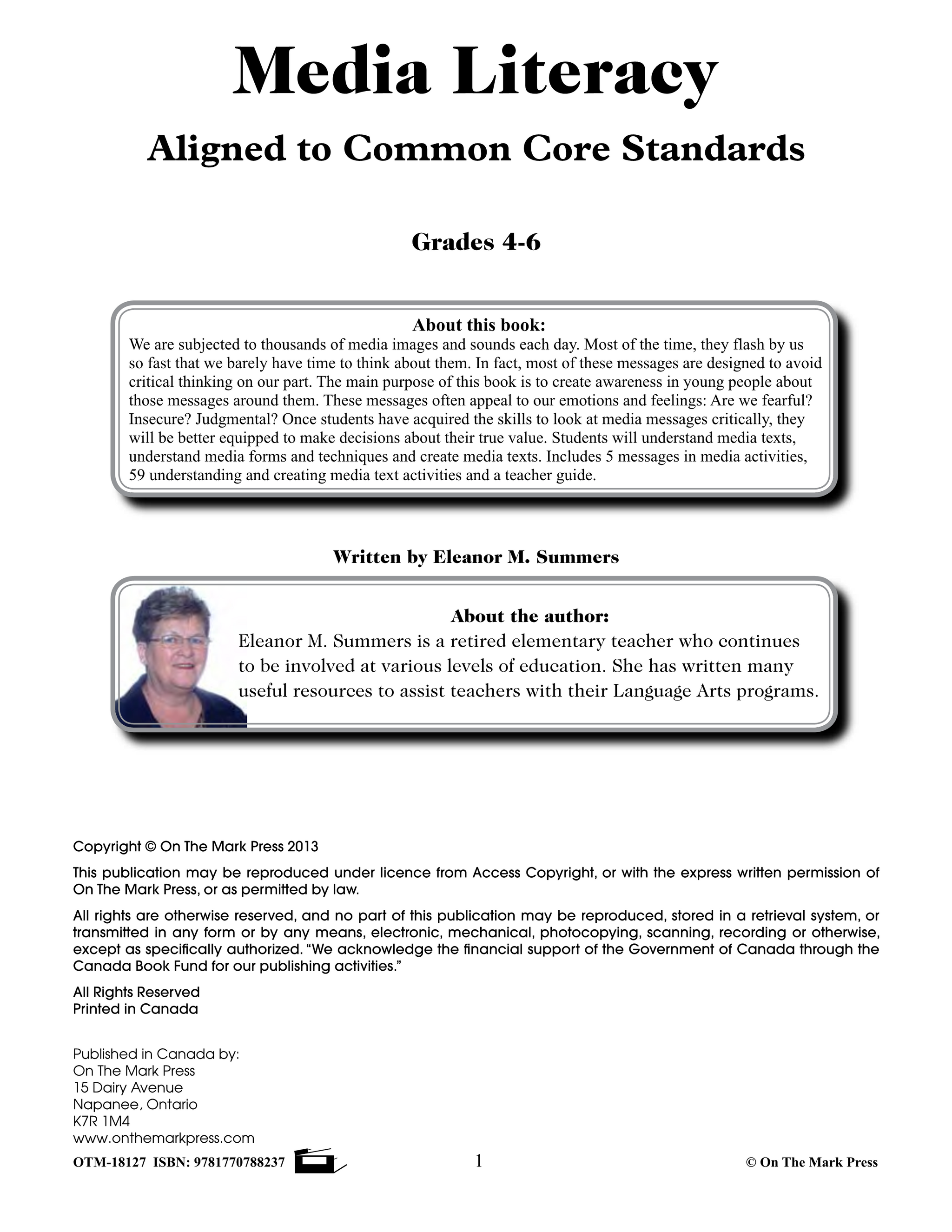 Media Literacy Grades 4-6 Aligned to Common Core - Understanding Media Texts and Messages