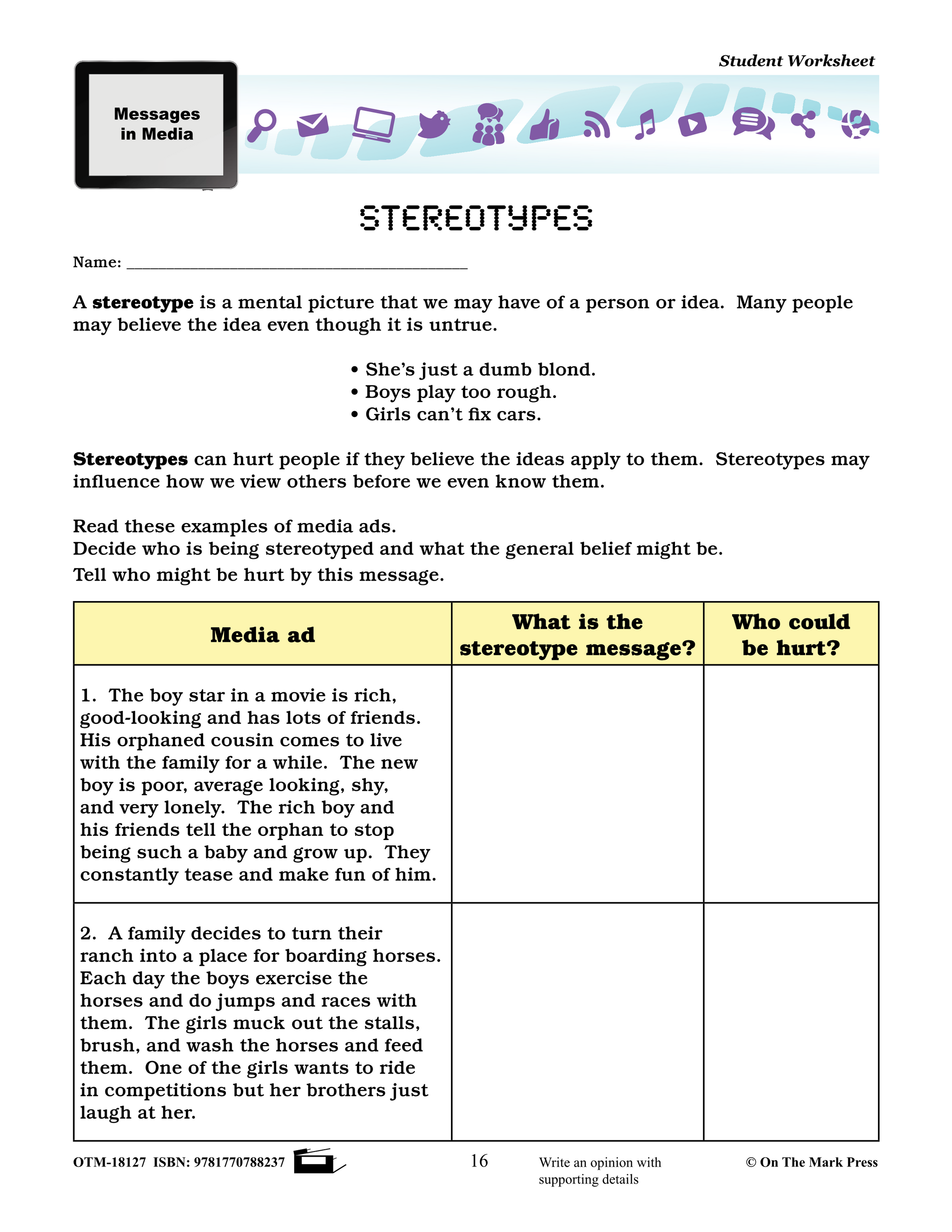 Media Literacy Grades 4-6 Aligned to Common Core - Understanding Media Texts and Messages