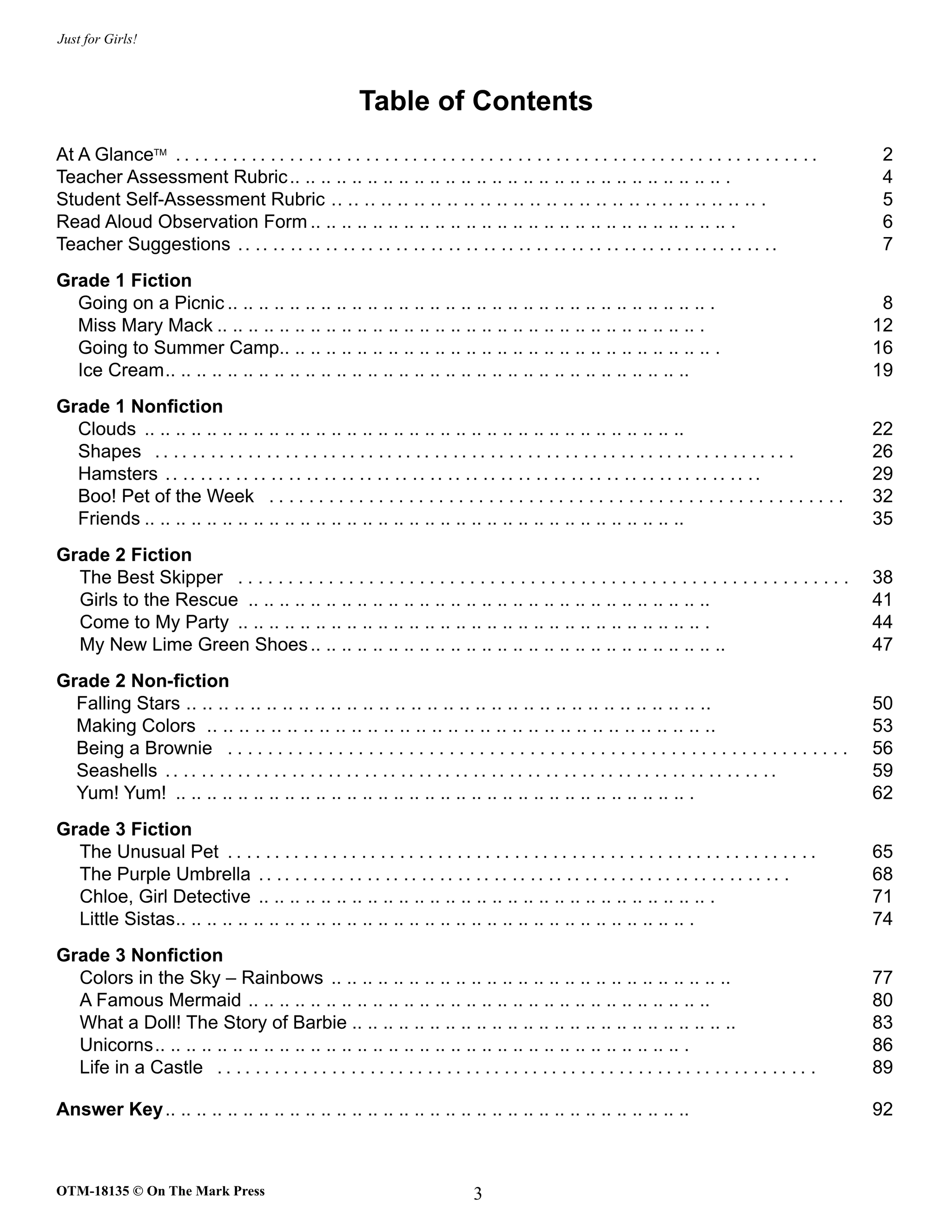 Just for Girls Grades 1-3 Reading Comprehension: Aligned to Common Core