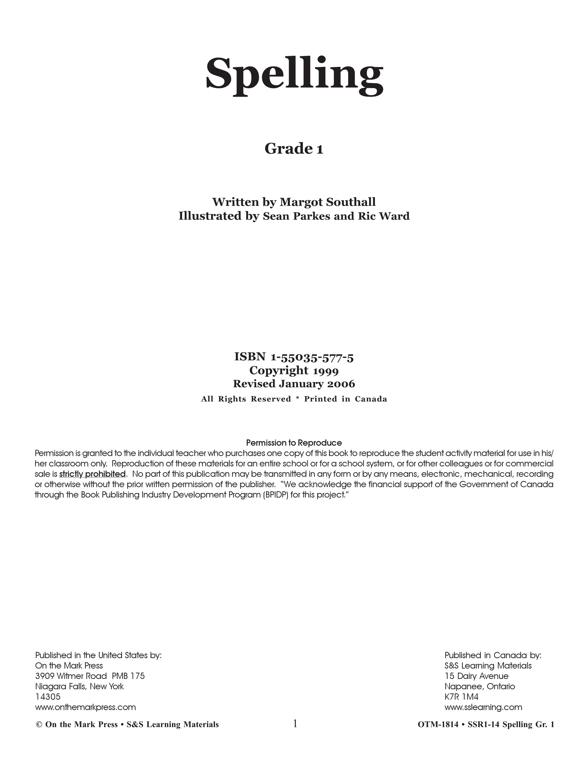 Spelling Grade 1 - A Full Year Program