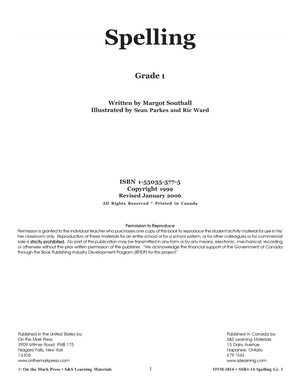 Spelling Grade 1 - A Full Year Program