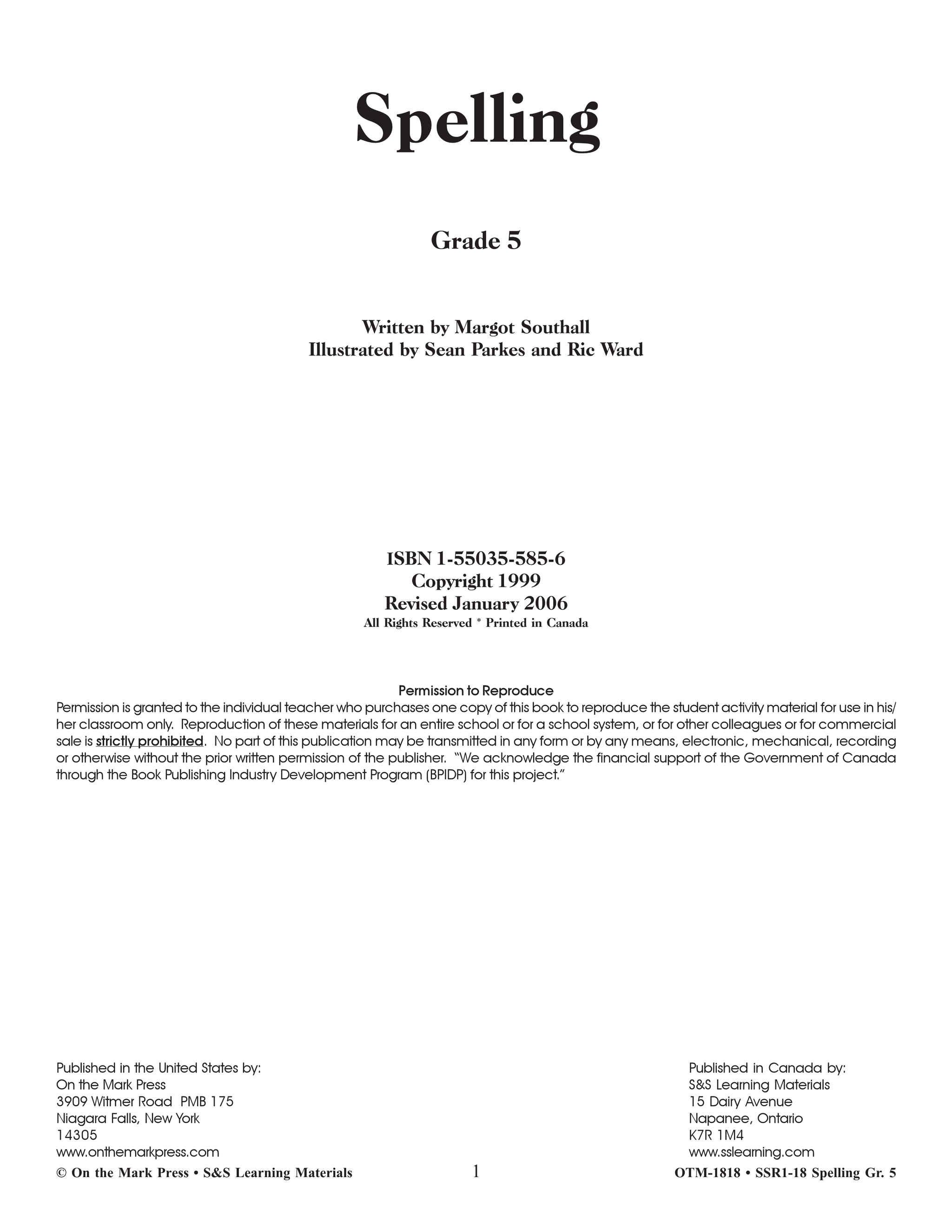 Spelling Grade 5 - A Full Year Program