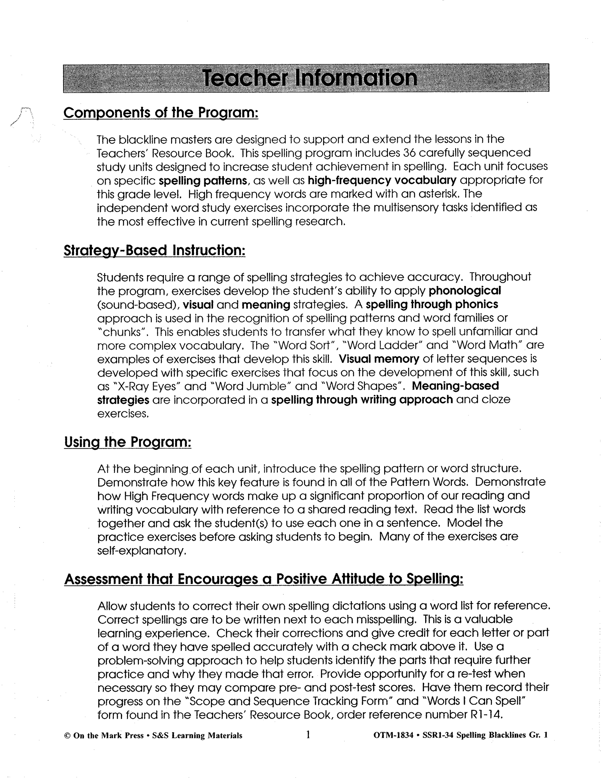 Spelling Grade 1 - Worksheets for a full year!