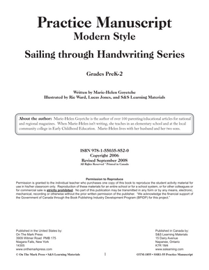 Modern Manuscript Practice Workbook Grades Prek-2
