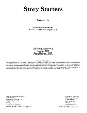 Story Starters Grades 4-6 - All Genres