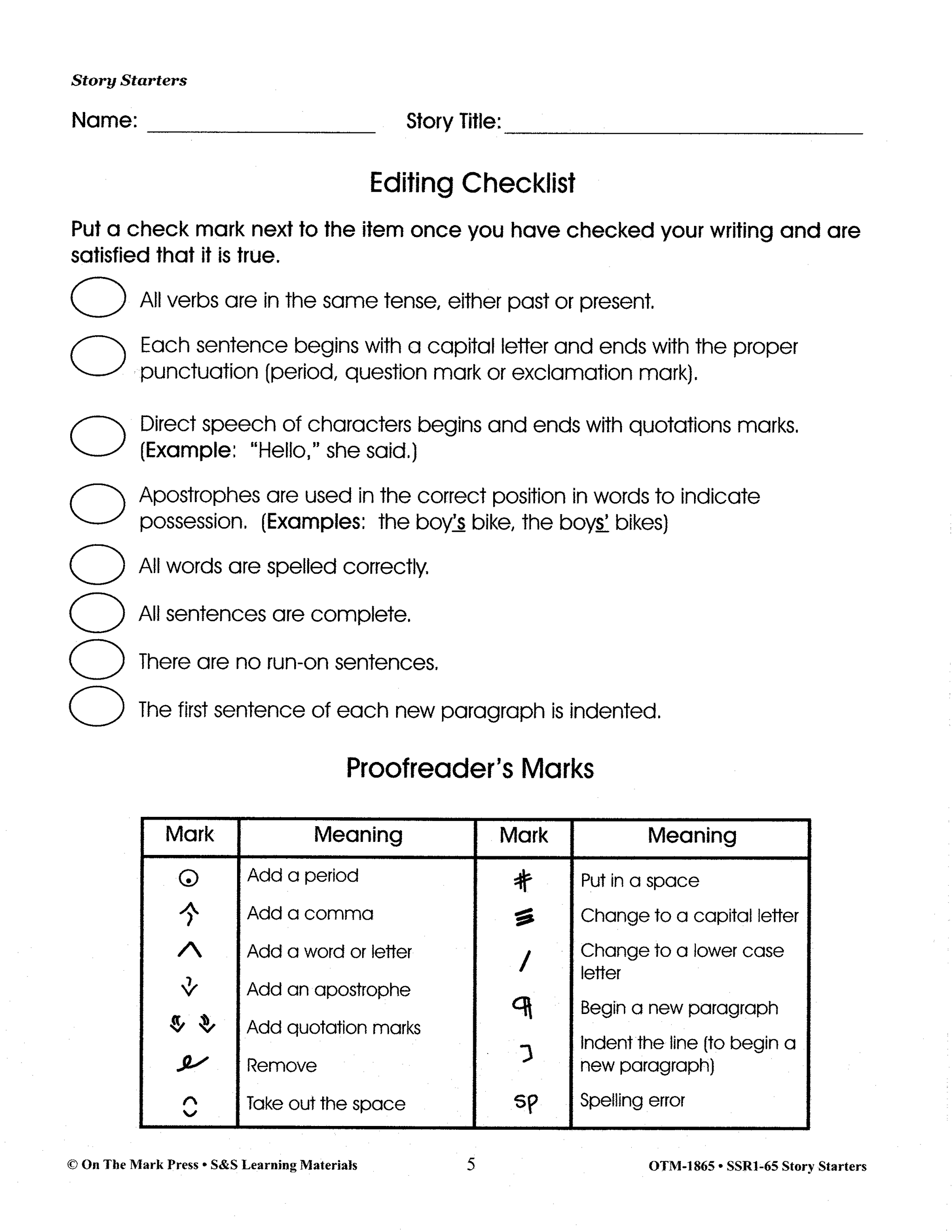 Story Starters Grades 4-6 - All Genres