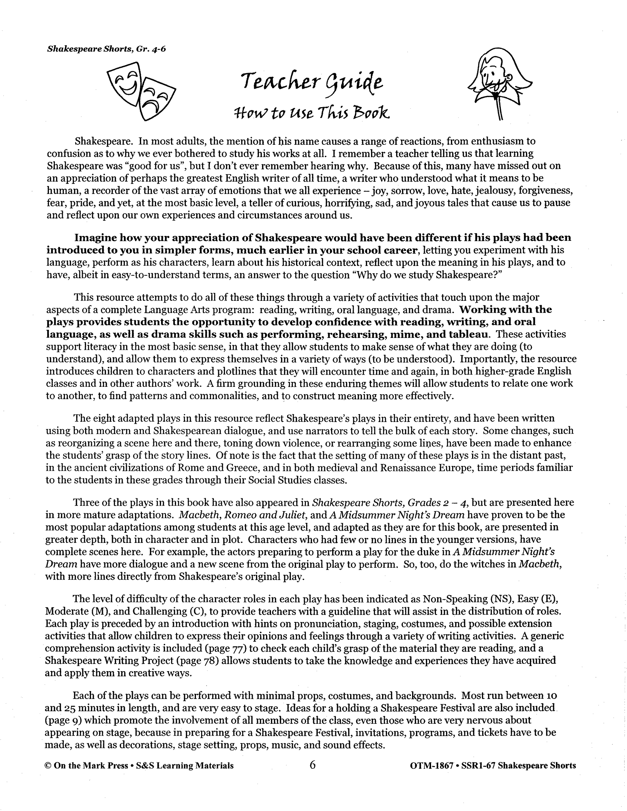 Shakespeare Shorts - Performing Arts Grades 4-6