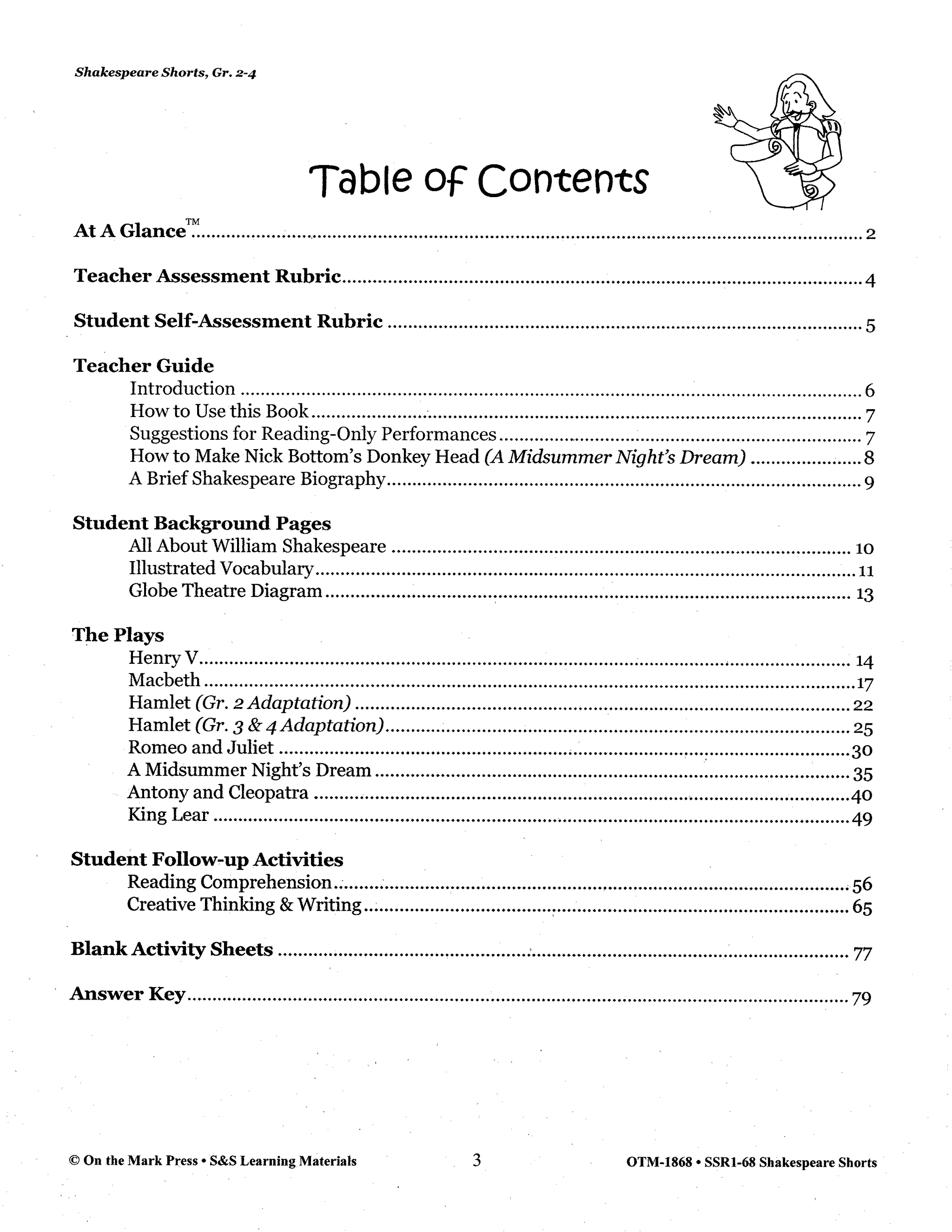 Shakespeare Plays Adapted for Readers Theater with Scripts & Activities Grades 2-4