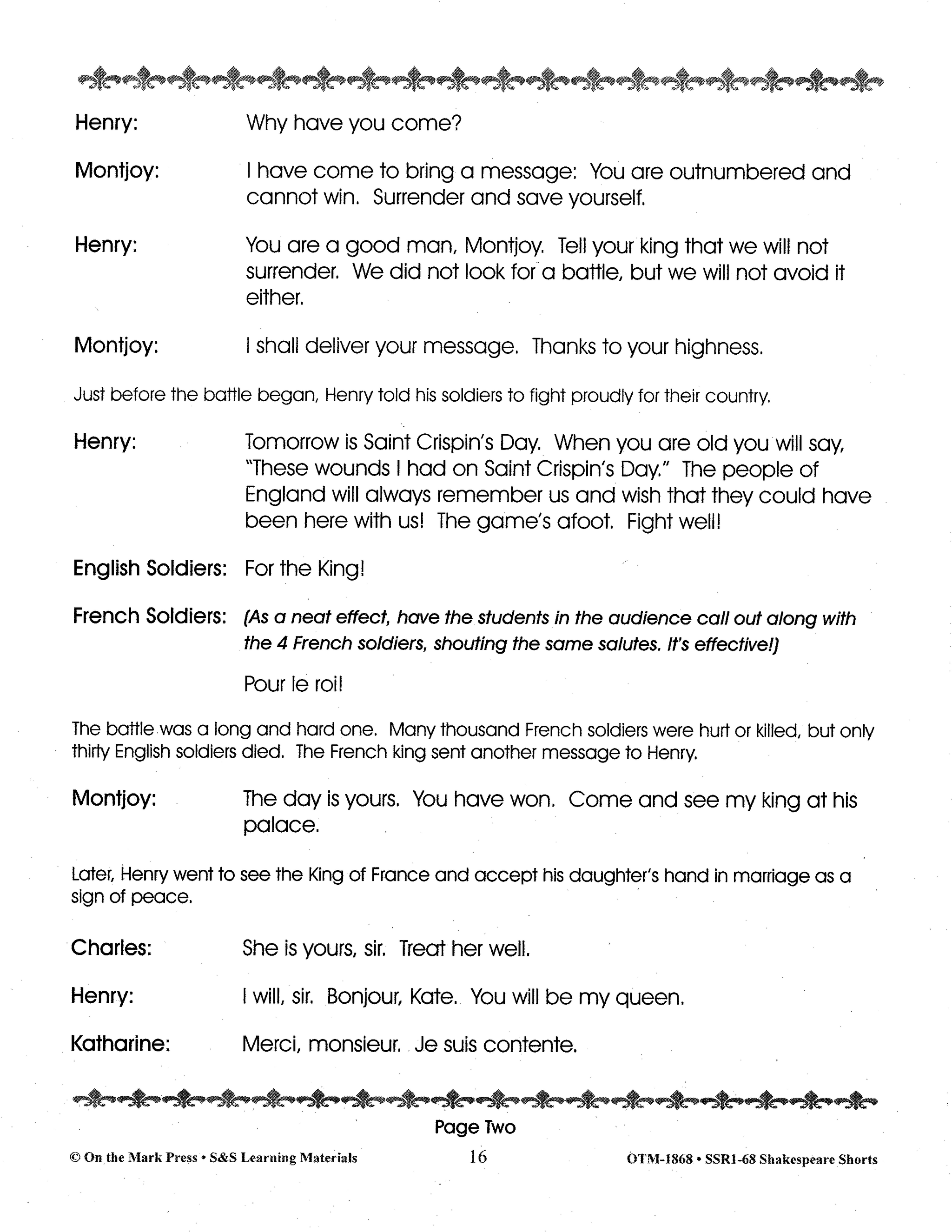 Shakespeare Plays Adapted for Readers Theater with Scripts & Activities Grades 2-4