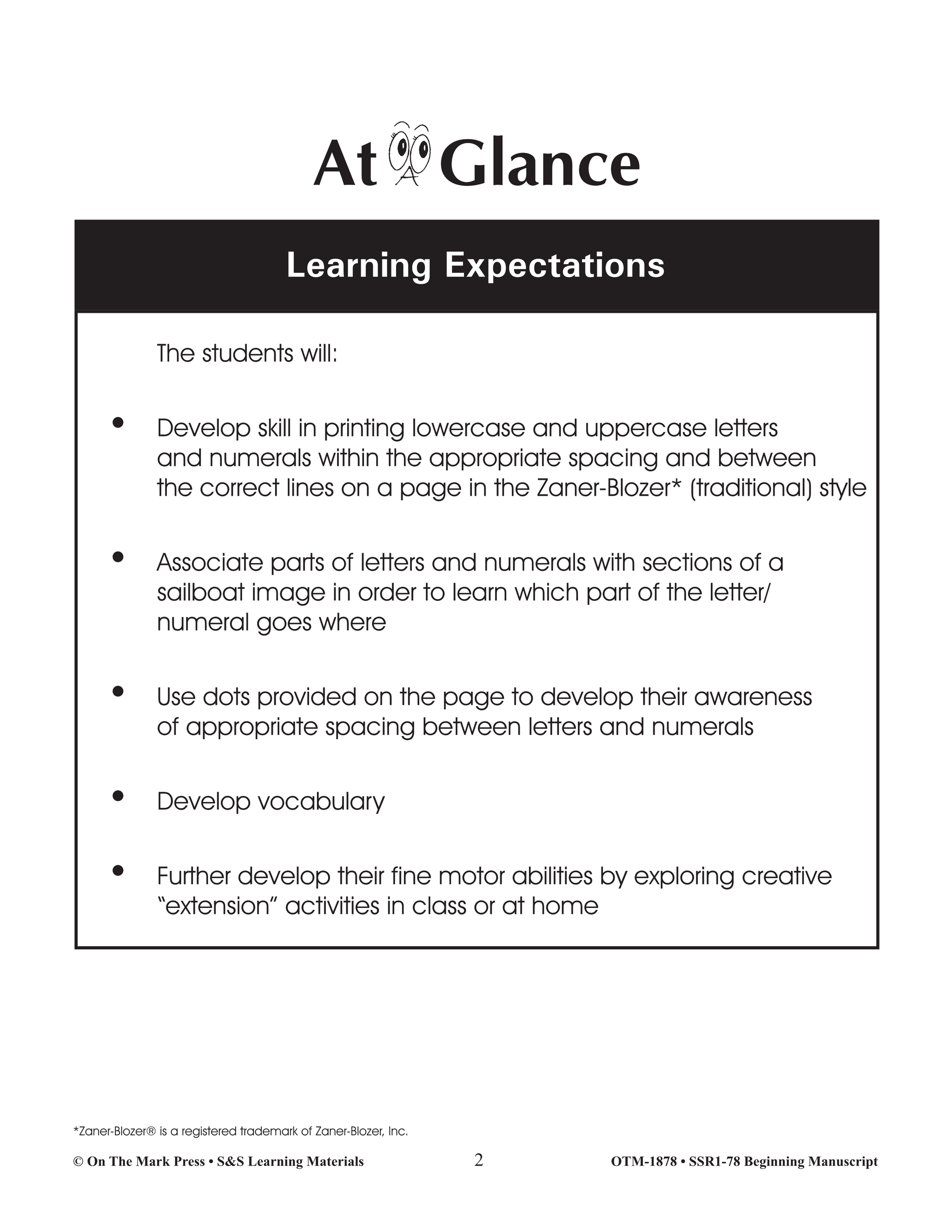 Traditional Manuscript Beginning Workbook Grades PreK-2