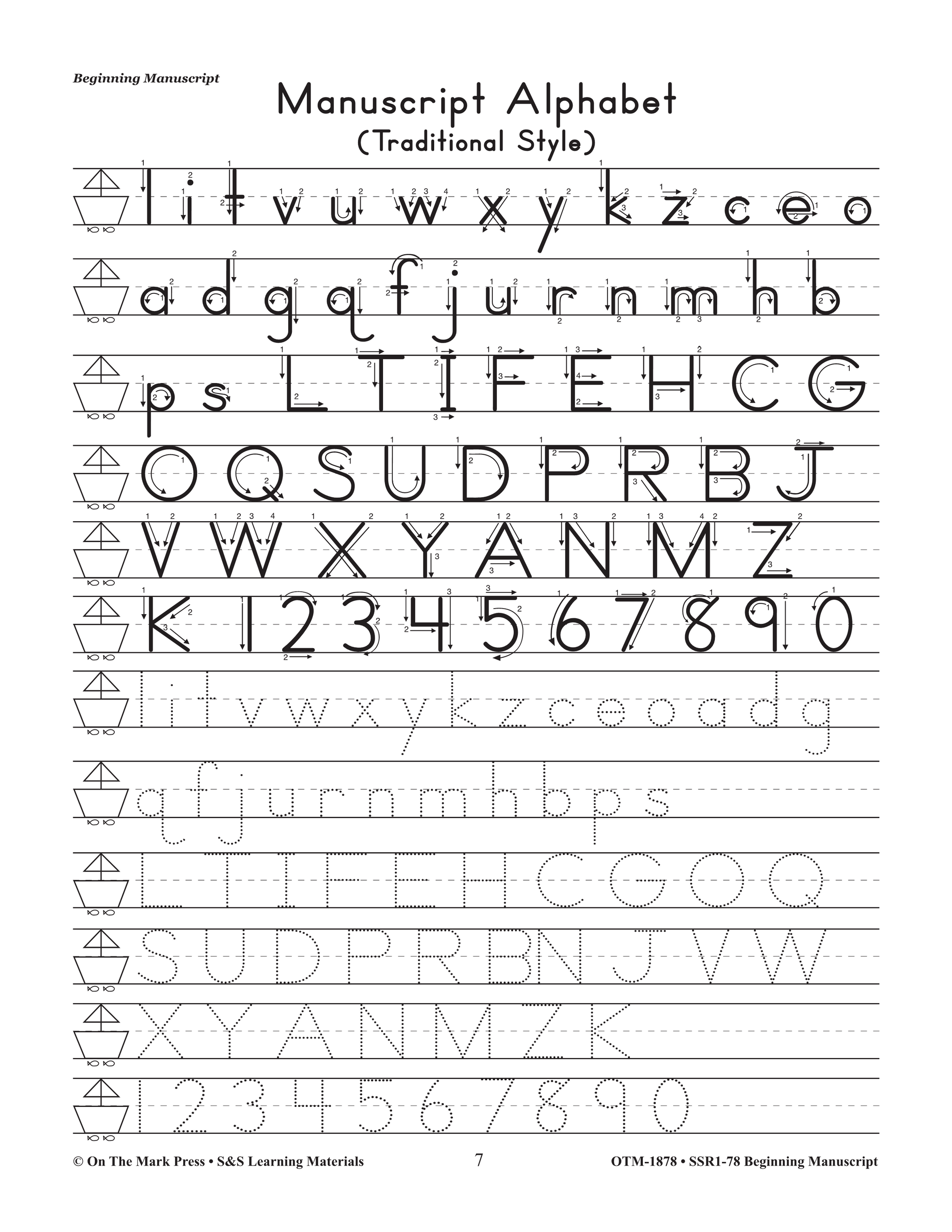 Traditional Manuscript Beginning Workbook Grades PreK-2