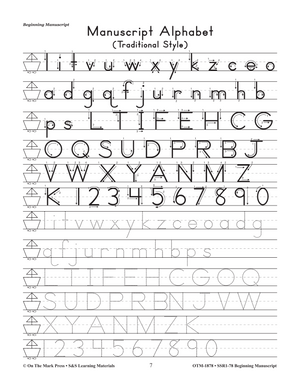 Traditional Manuscript Beginning Workbook Grades PreK-2