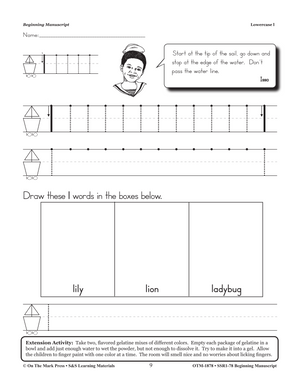 Traditional Manuscript Beginning Workbook Grades PreK-2