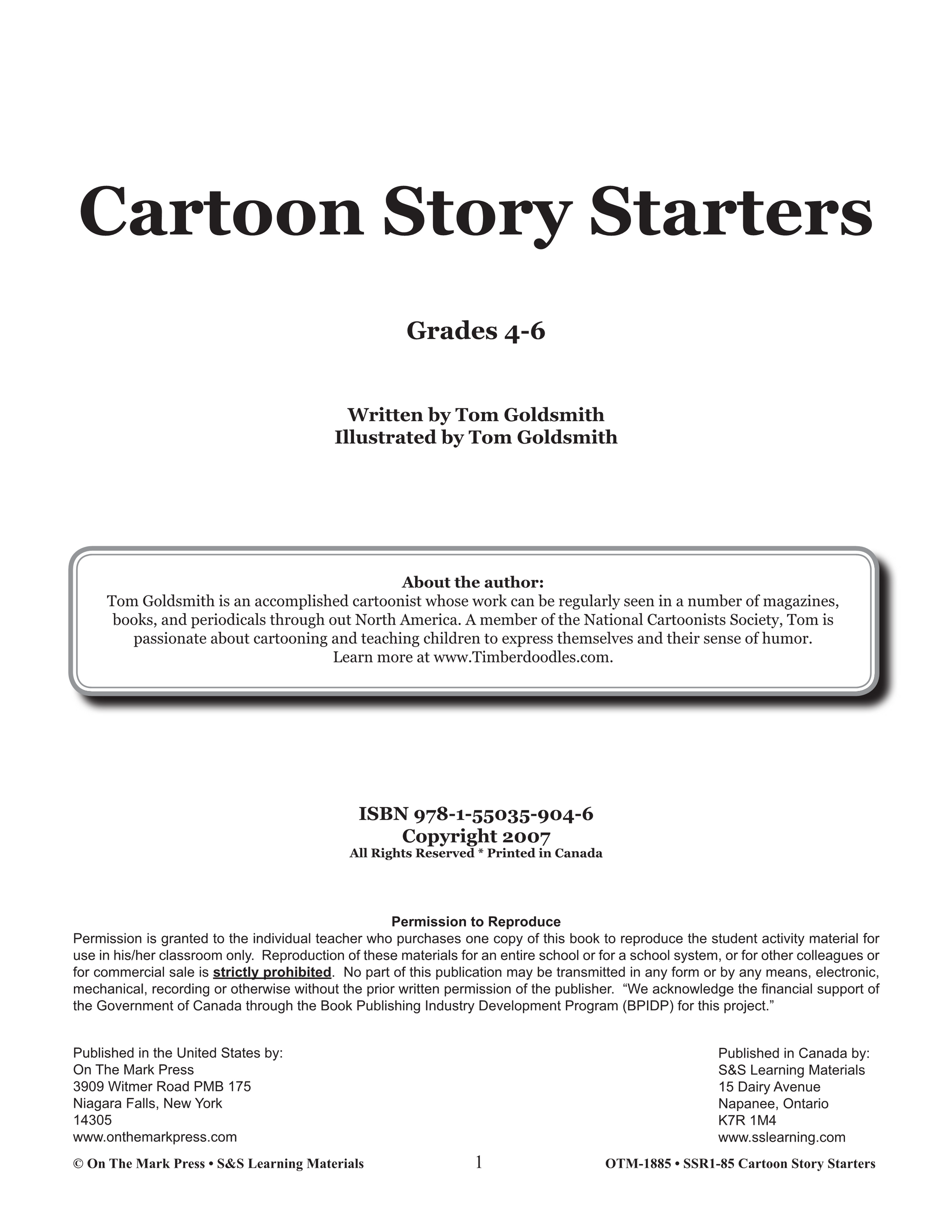 Cartoon Story Starters Grades 4-6