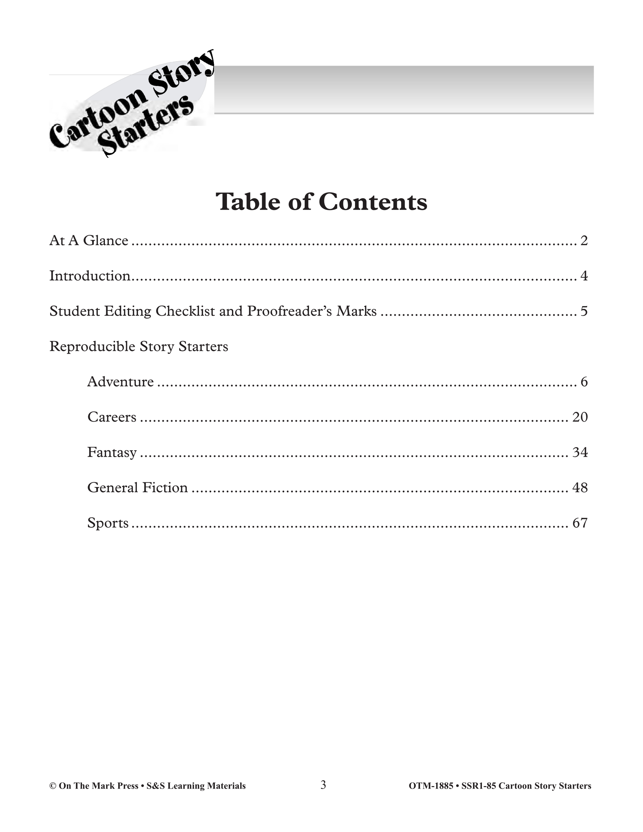 Cartoon Story Starters Grades 4-6