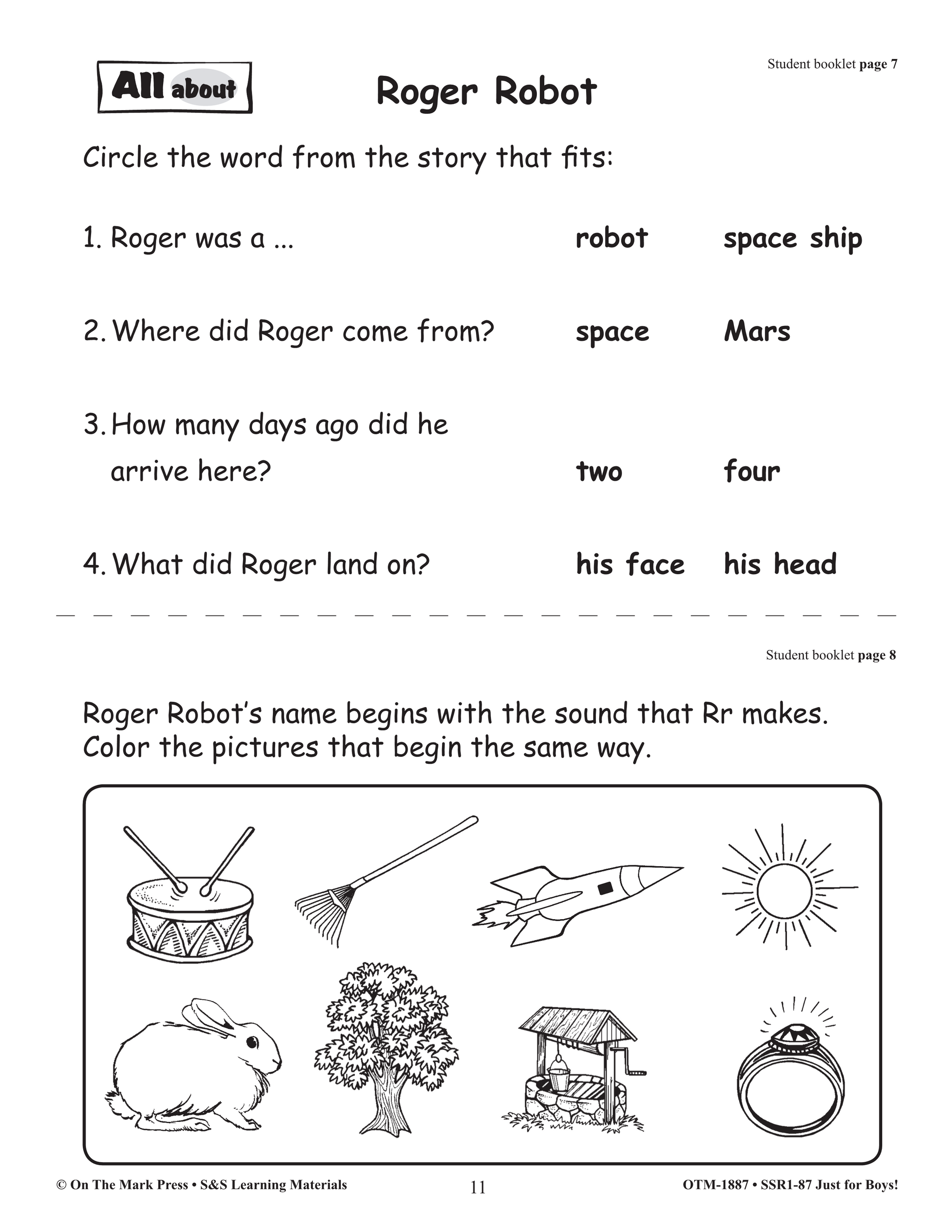 Just for Boys Grades 1-3 Fiction & Nonfiction Reading Comprehension