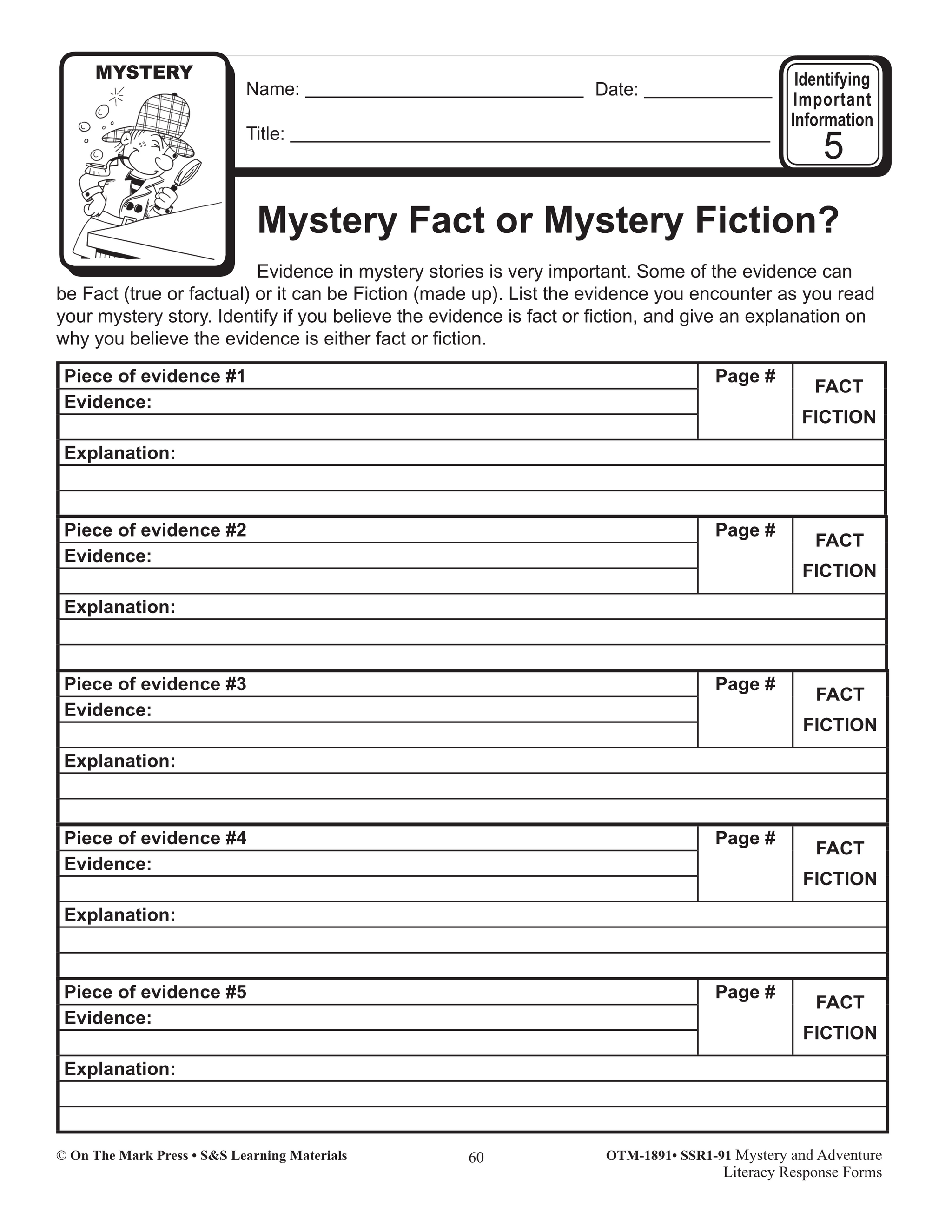 Mystery & Adventure: Identifying Important Information Grades 4-6