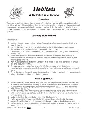 A Habitat is a Home Lesson and Worksheets Grades 4-6