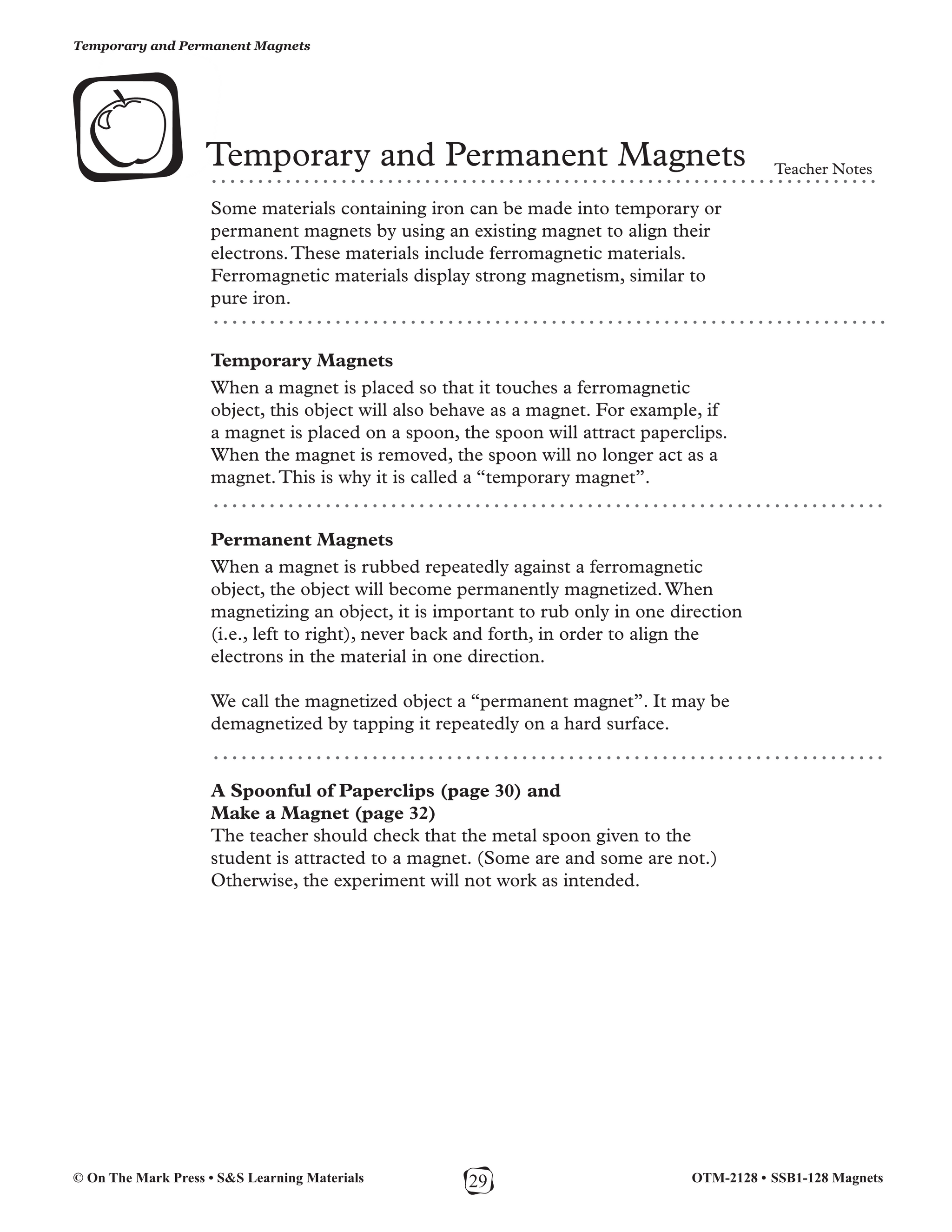 Temporary and Permanent Magnets Lesson Gr. 1-3