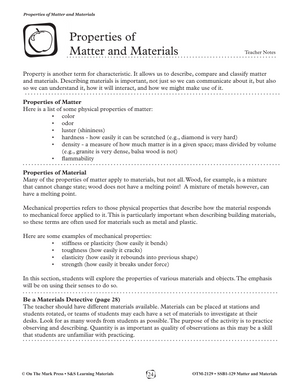 Properties of Matter and Materials Gr. 1-3 - Experiments and Worksheets