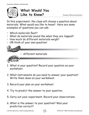 Properties of Matter and Materials Gr. 1-3 - Experiments and Worksheets