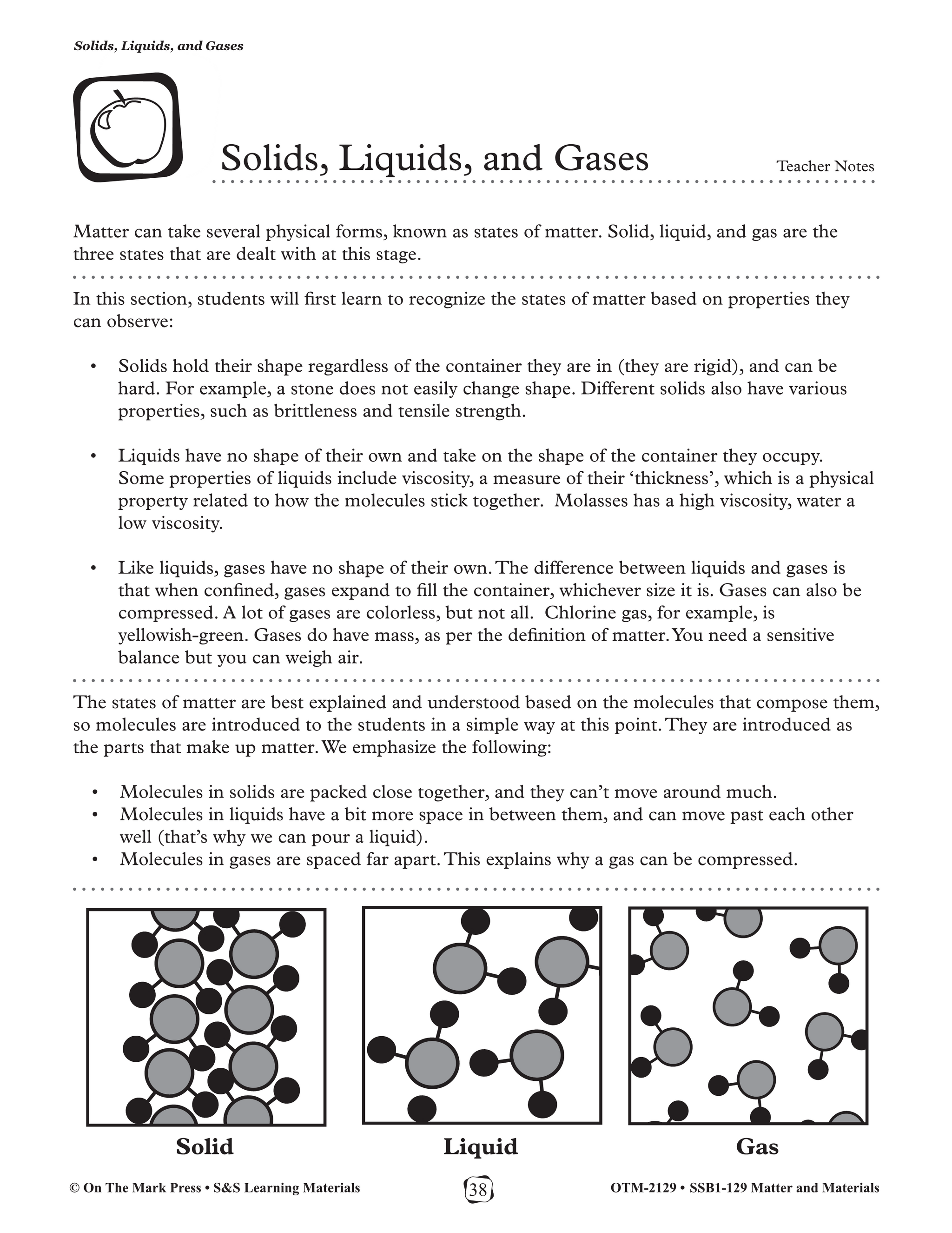 Solids, Liquids, and Gases Gr. 1-3 Lesson and Experiments