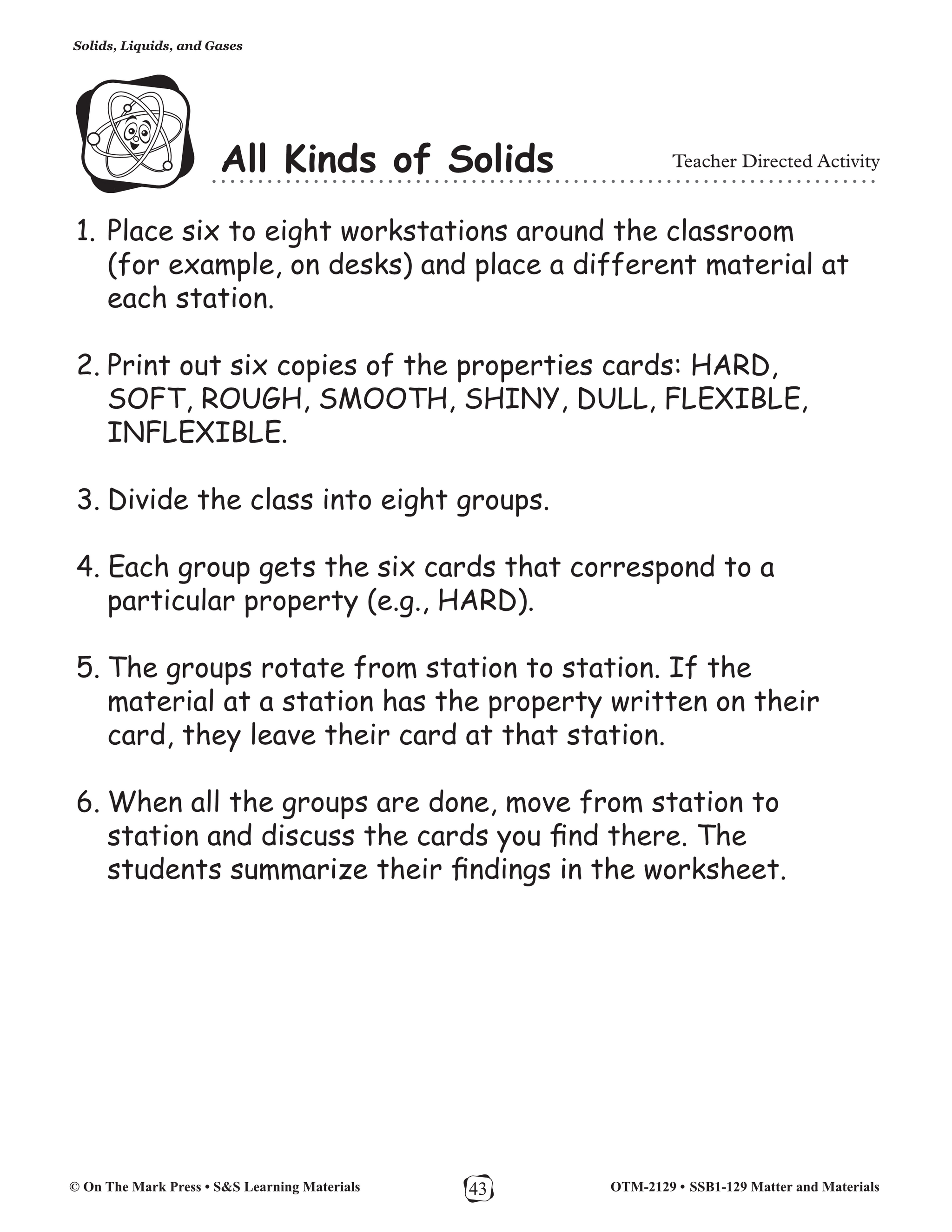 Solids, Liquids, and Gases Gr. 1-3 Lesson and Experiments