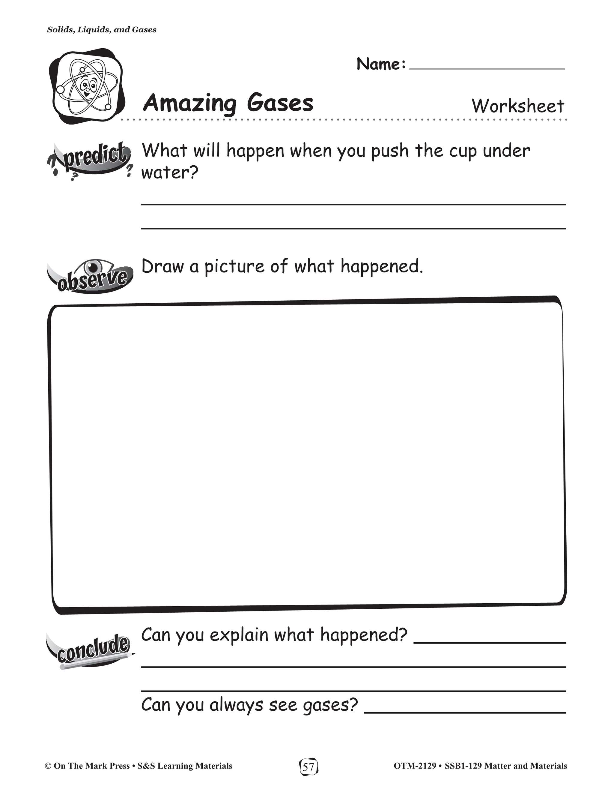 Solids, Liquids, and Gases Gr. 1-3 Lesson and Experiments