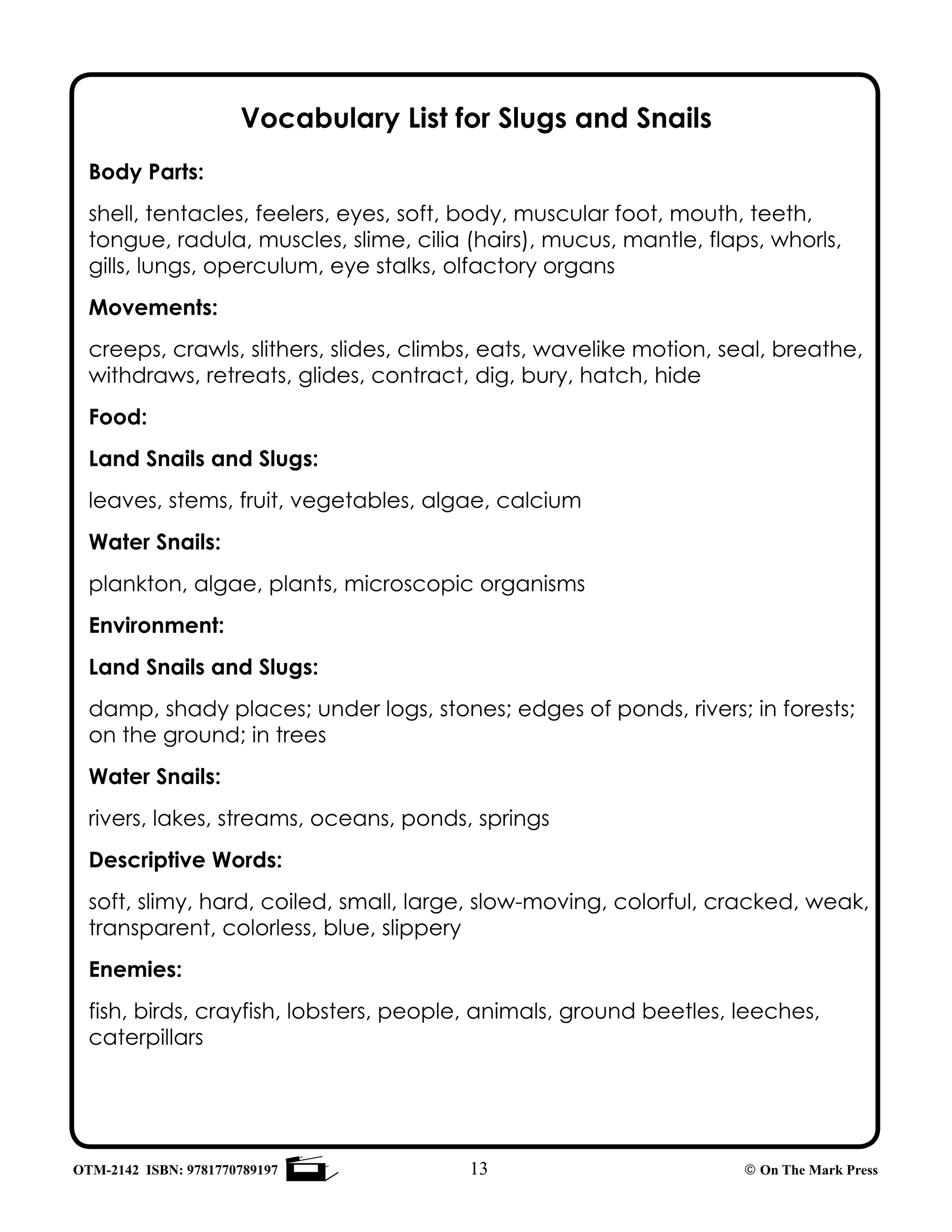 Slugs & Snails Grades 1-3
