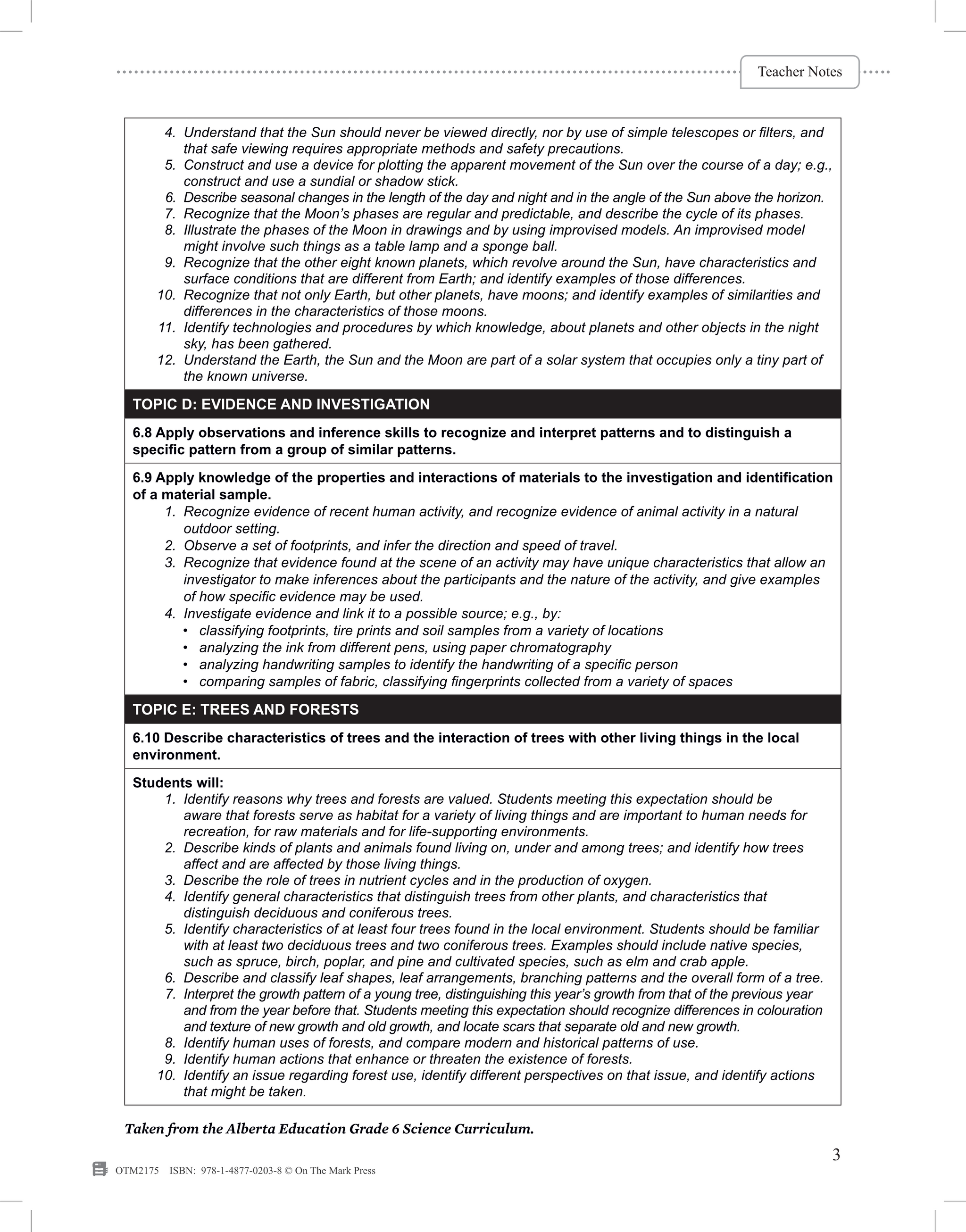 Alberta Grade 6 Science Curriculum - An Entire Year of Lessons!