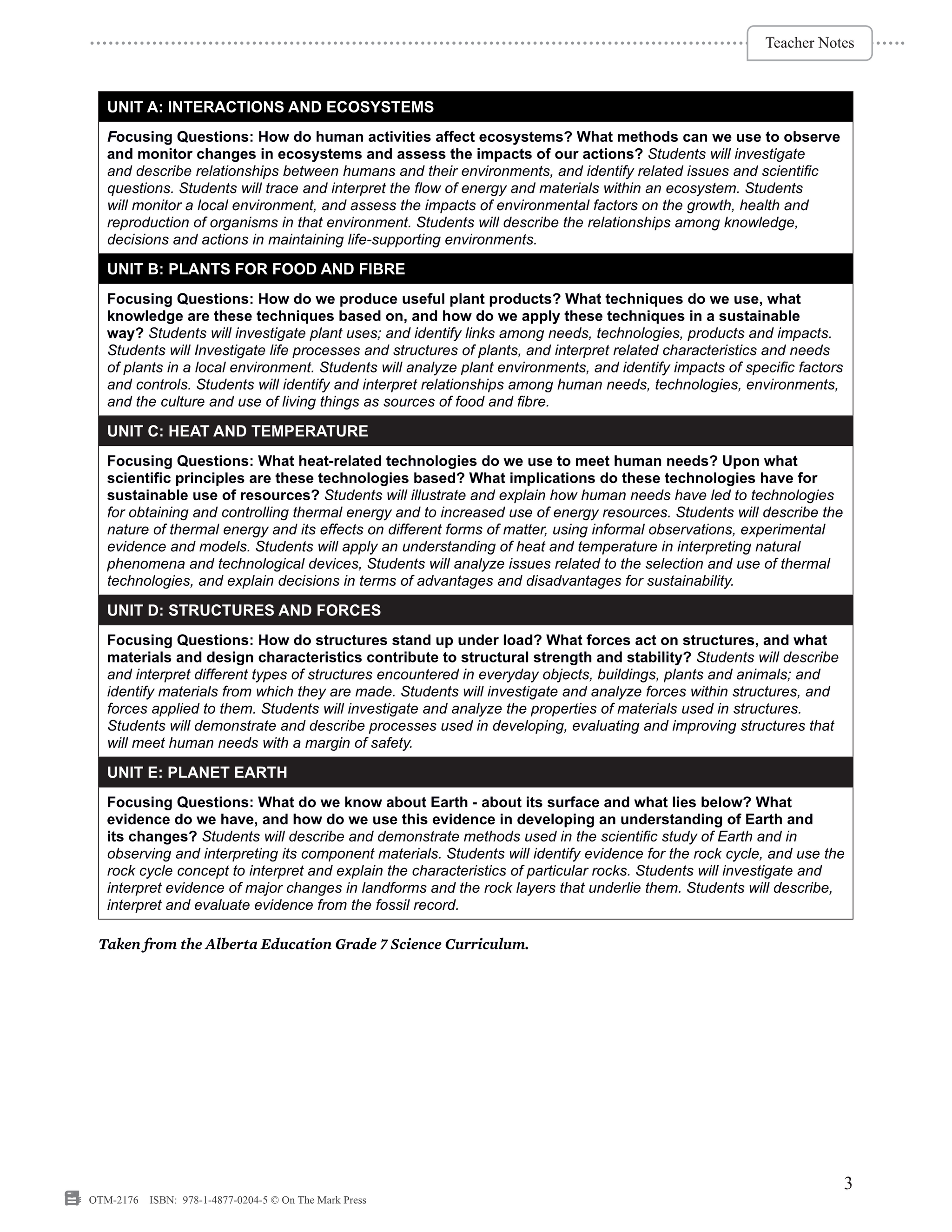 Alberta Grade 7 Science Curriculum - An Entire Year of Lessons!