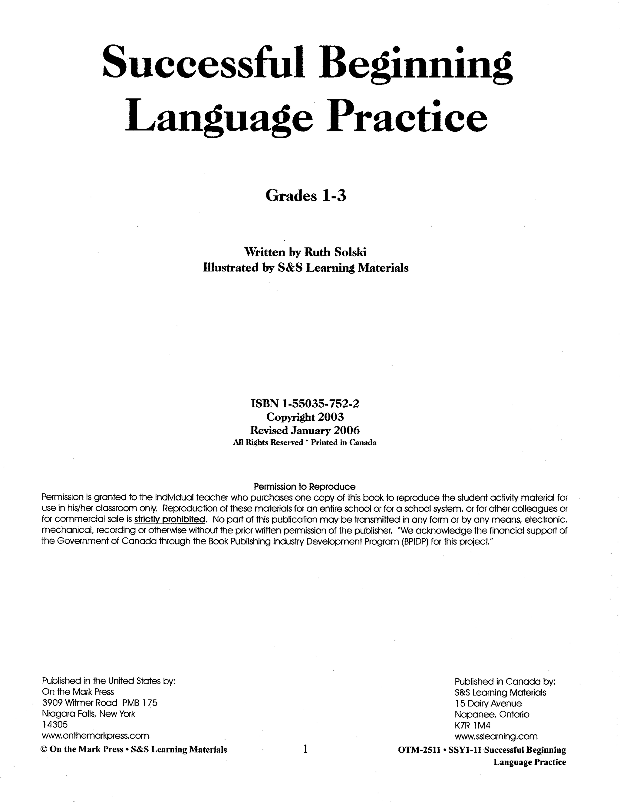 Beginning Language Practice Big Book Grades 1-3 Build Their Skills Bundle!