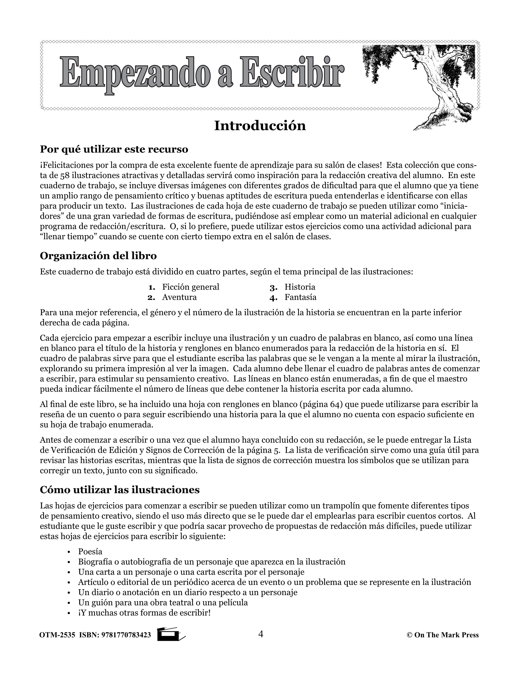 Empezando A Escribir Seire de Redaccion Creativa Spanish Story Starters Grades 4-6