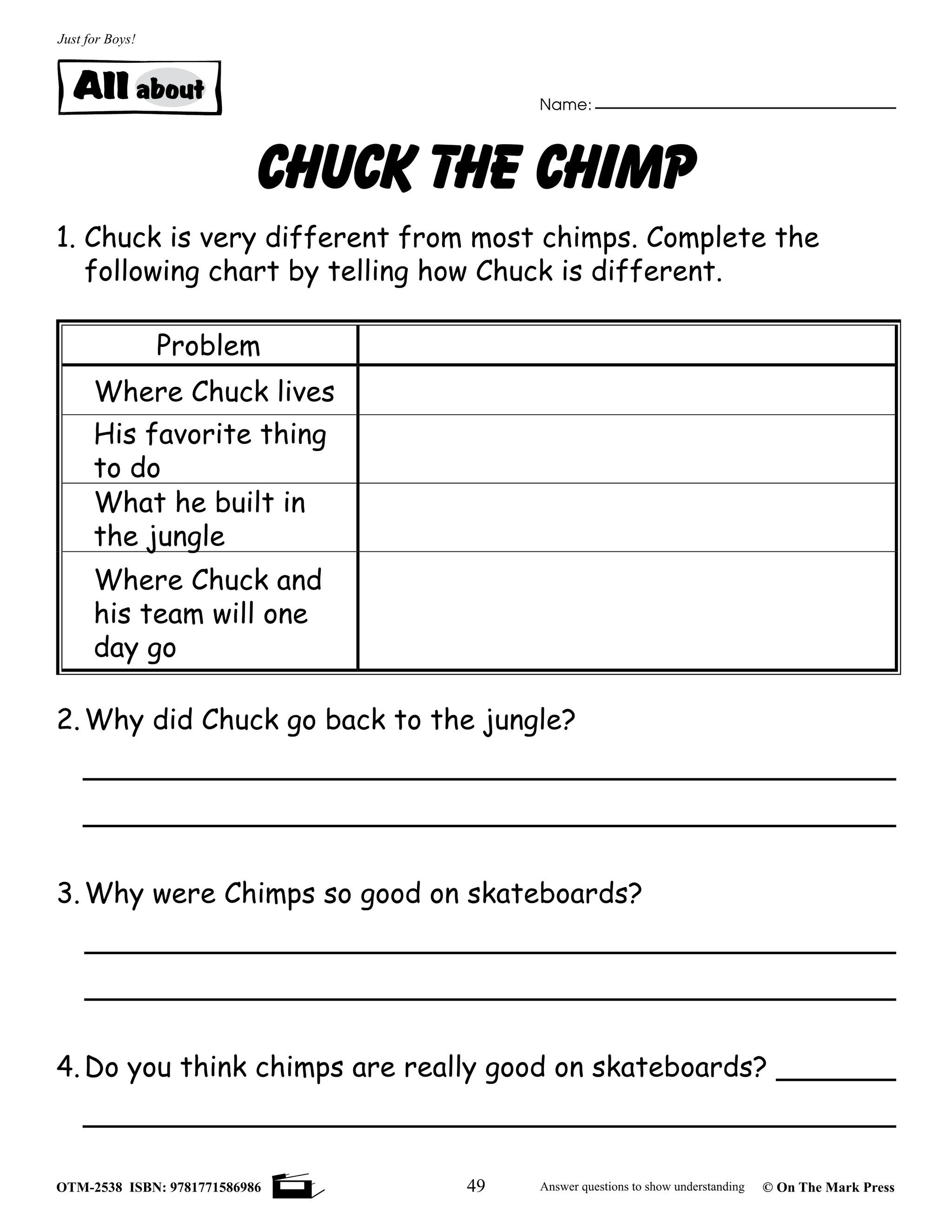 Solo Para Ninos / Just for Boys Reading Comprehension Spanish and English Grades 1-3