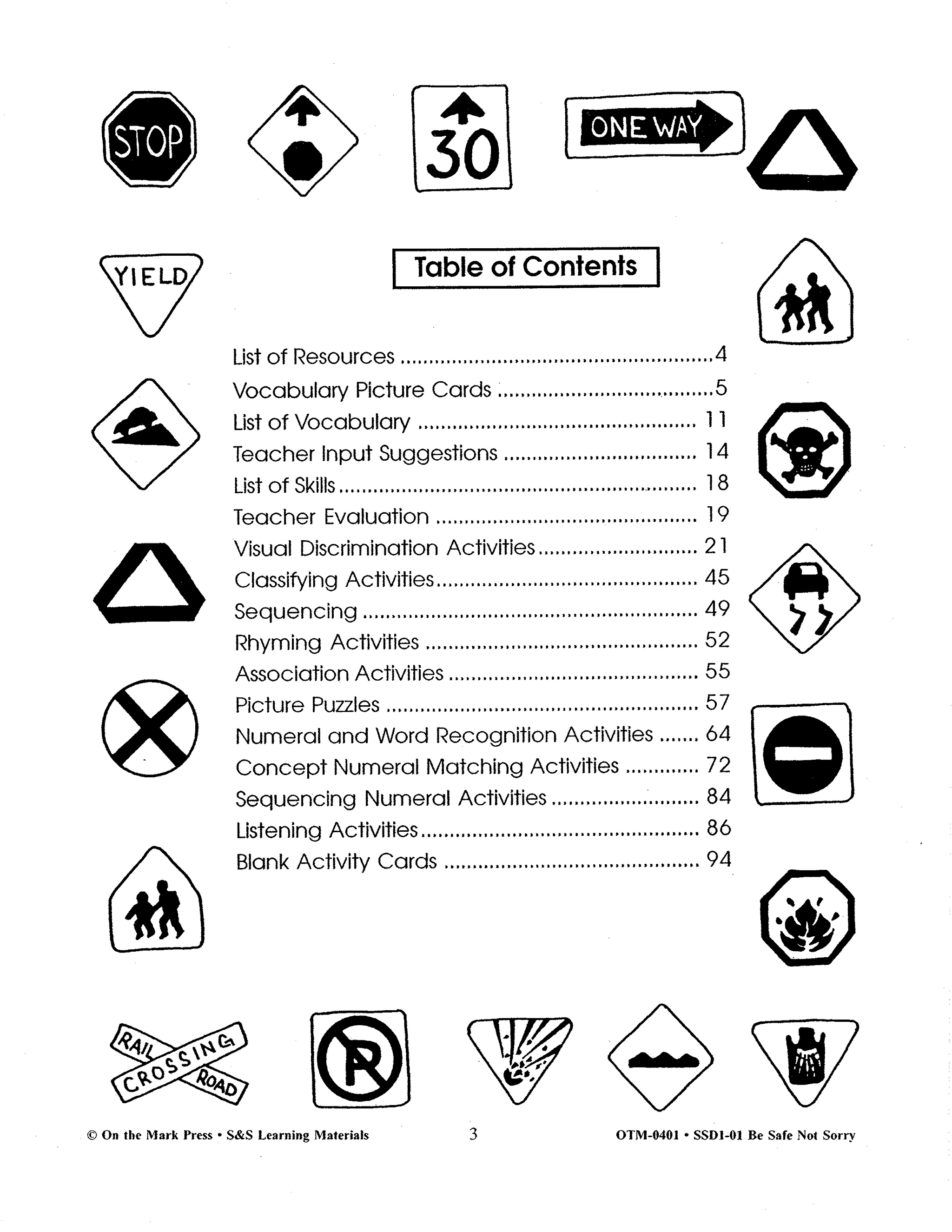 Be Safe Not Sorry Grades Pre K-1