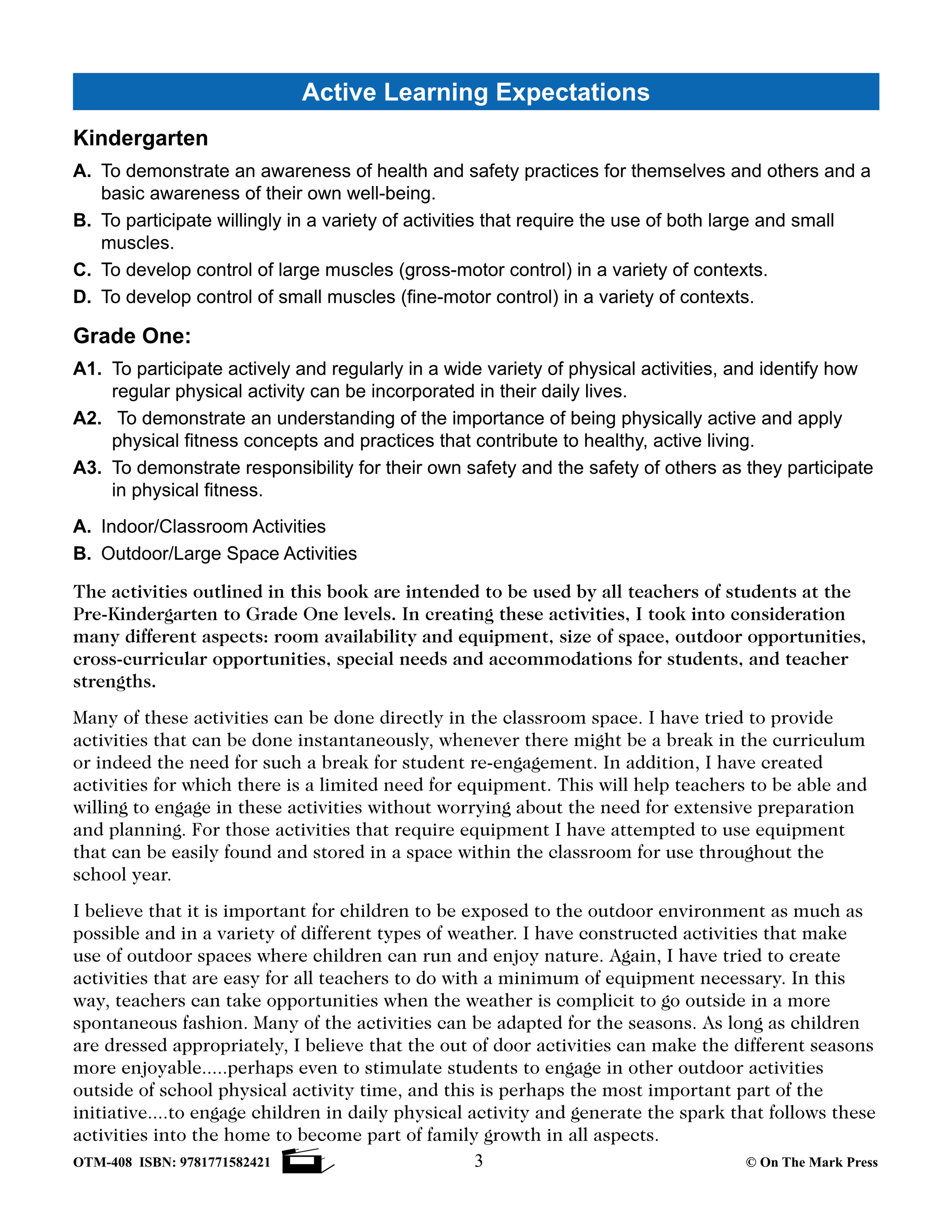 Daily Fitness Activities Grades Kindergarten to 1