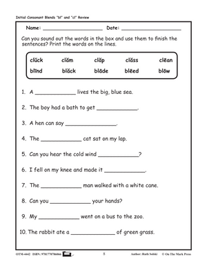 cl Initial Consonant Blend Lesson Plan: Kindergarten - Grade 1