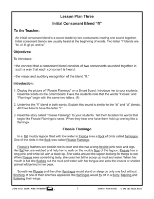 fl Initial Consonant Blend Lesson Plan: Kindergarten - Grade 1