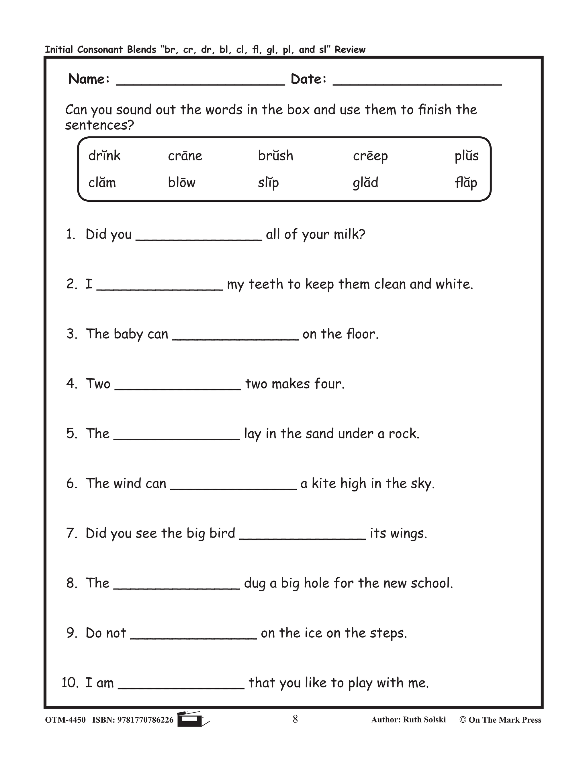 dr Initial Consonant Blend Lesson Plan Kindergarten - Grade 1