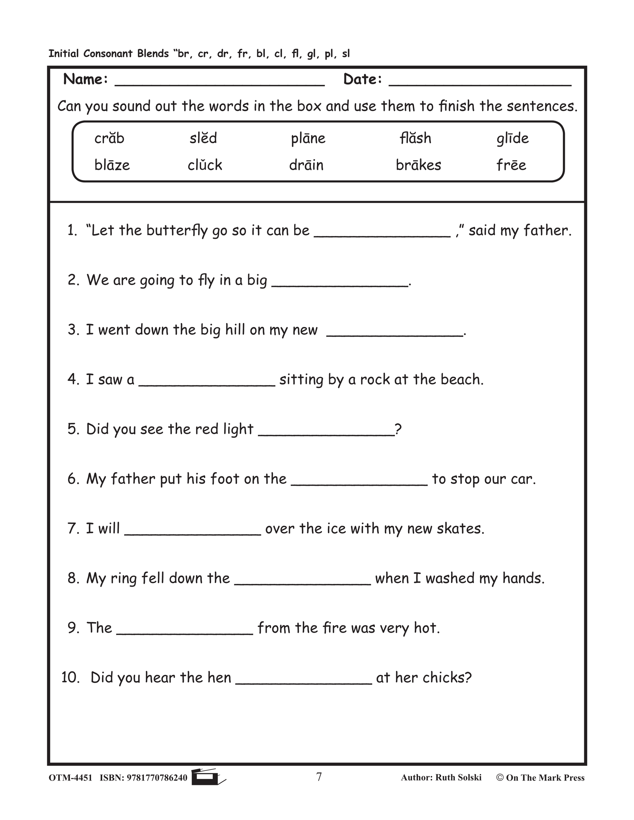 fr Initial Consonant Blend Lesson Plan Kindergarten - Grade 1